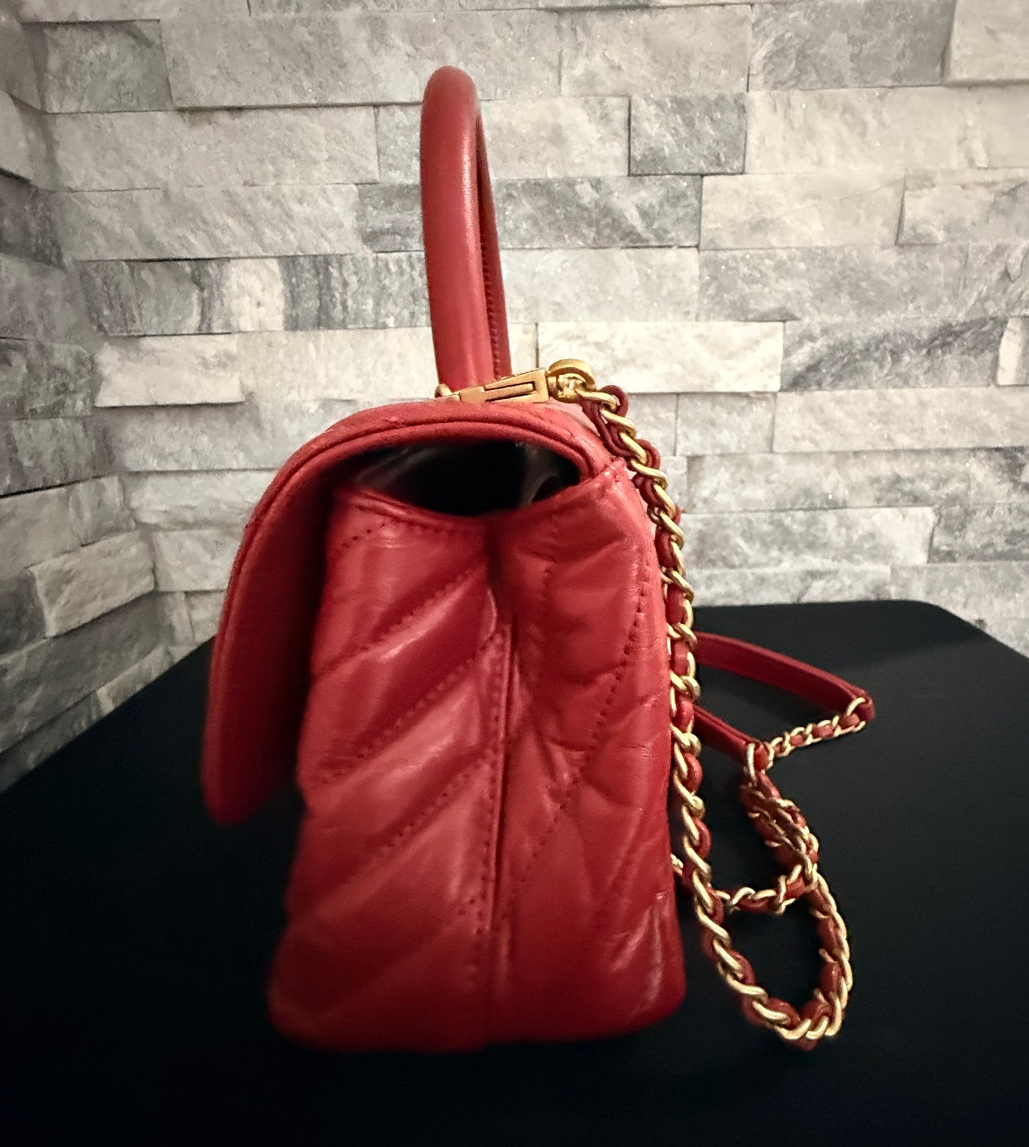 Chanel Coco Handle Chevron Flap Bag