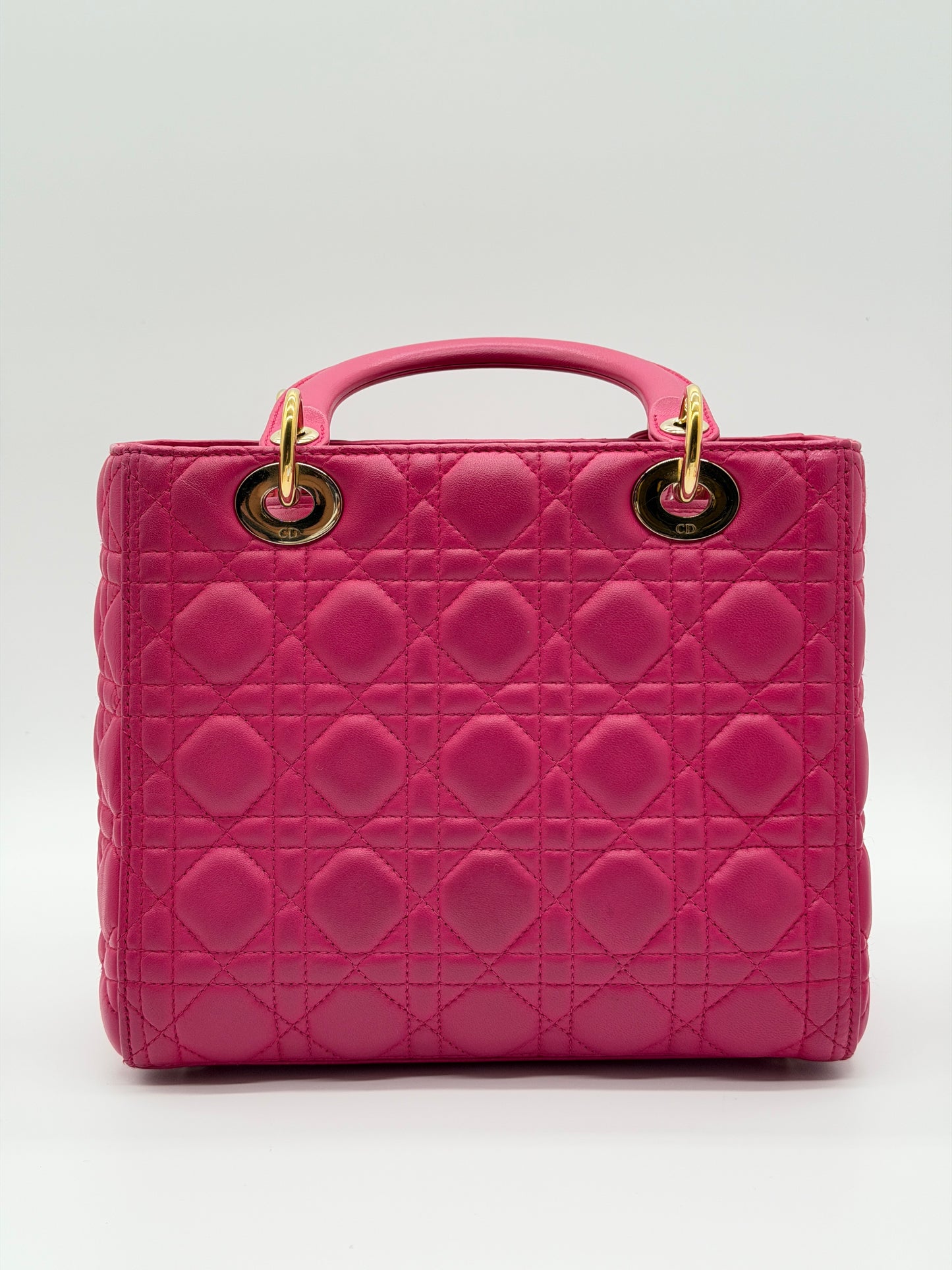 Christian Dior Lady Dior Cannage Fuchsia Leather Handbag lx868