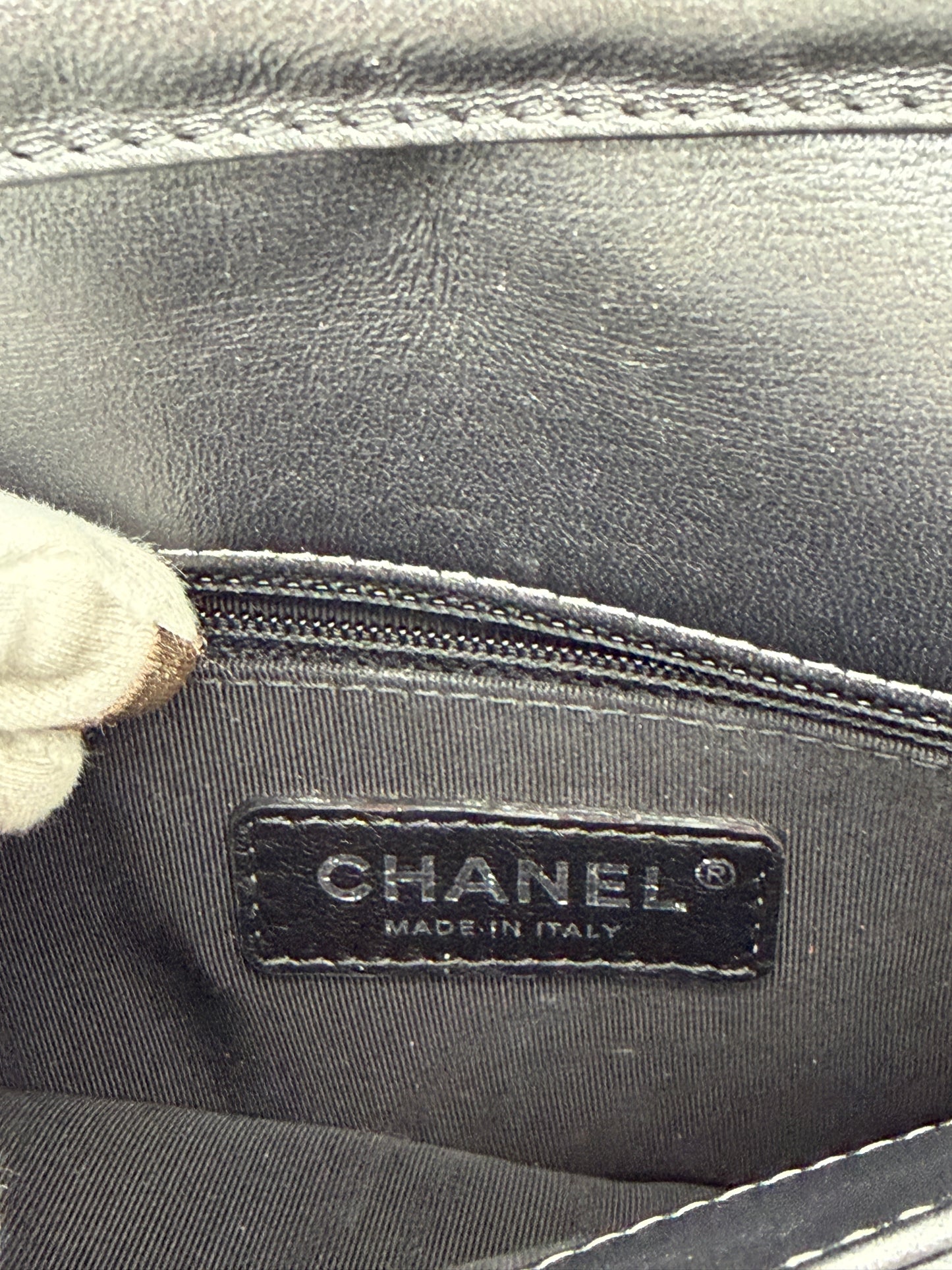 Chanel Quilted Retro Label Lambskin Clutch – Grey