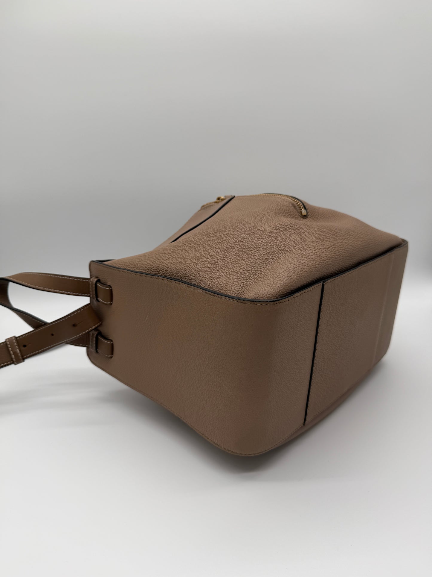 Loewe Hammock Hobo Shoulder Bag in Taupe Pebbled Calfskin Leather LX873