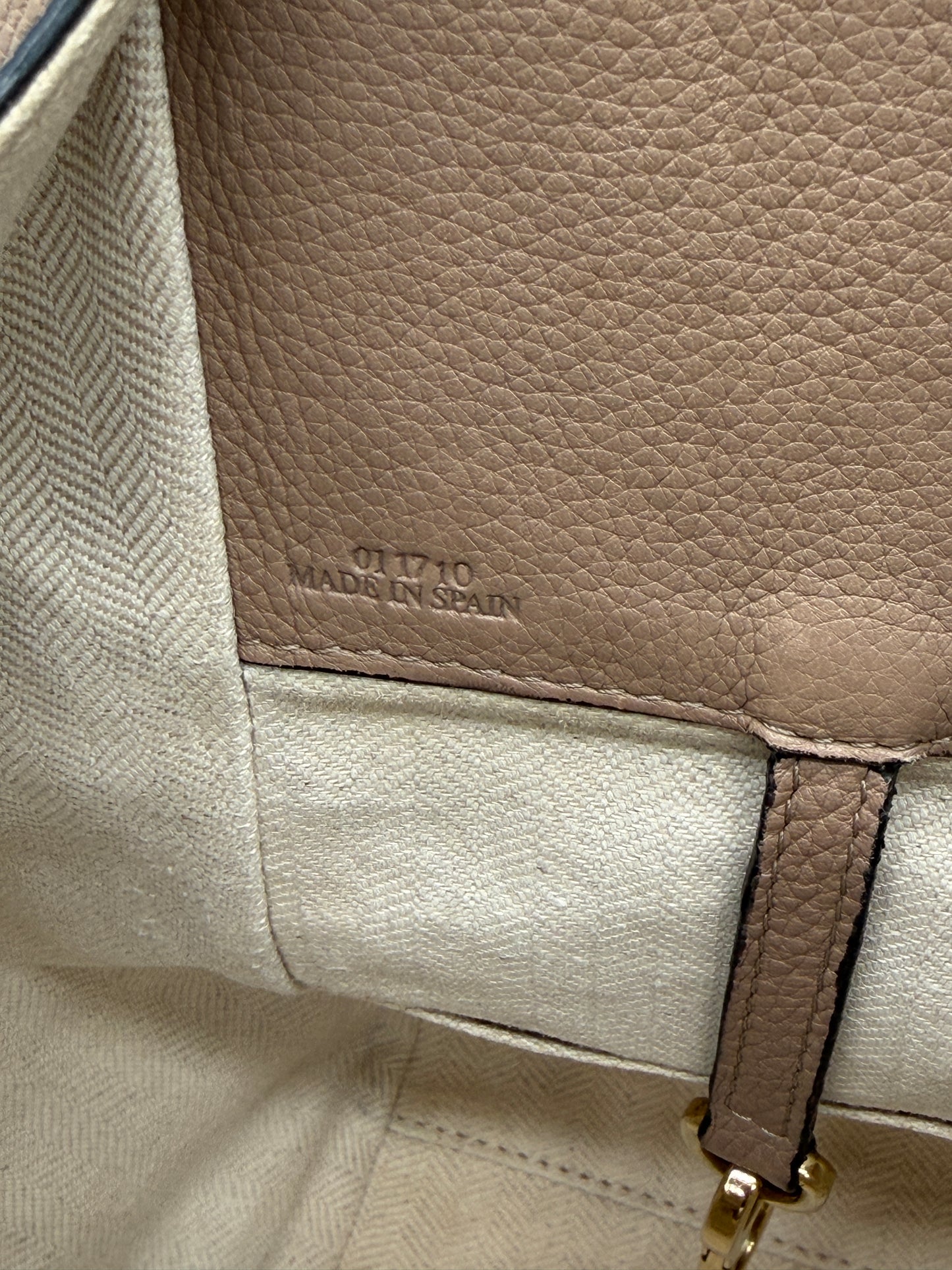 Loewe Hammock Hobo Shoulder Bag in Taupe Pebbled Calfskin Leather LX873