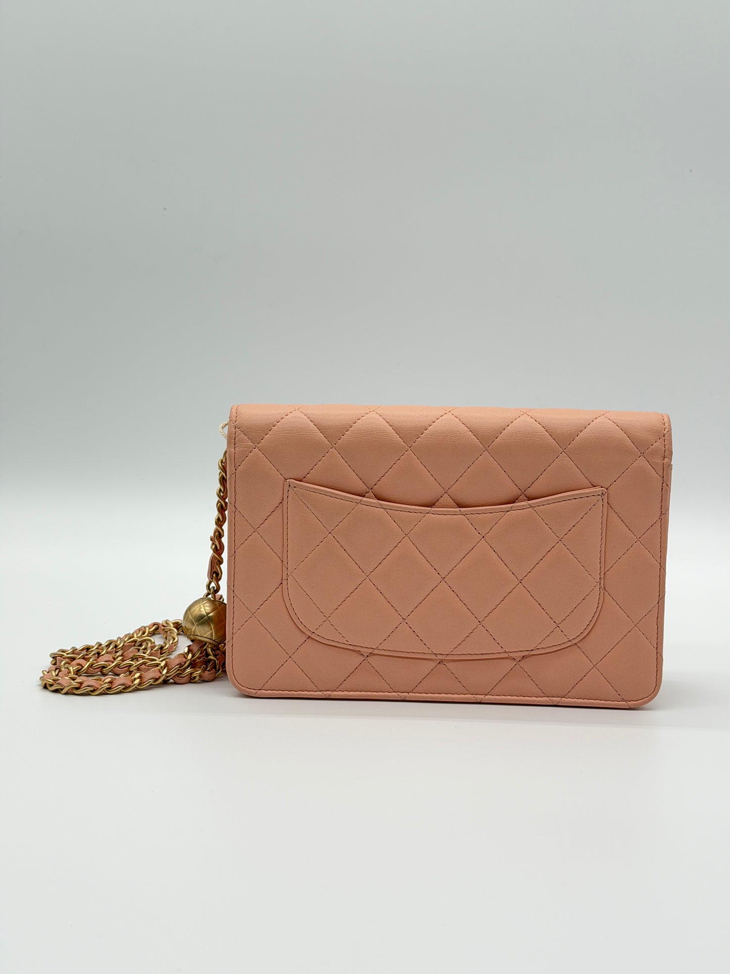 Chanel Pink Quilted Lambskin CC Pearl Crush Wallet on Chain