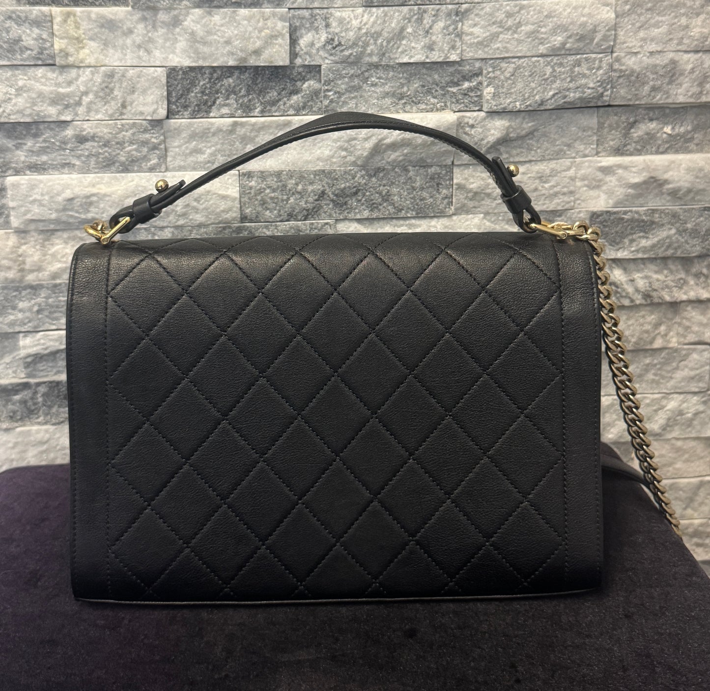 Chanel Black Calfskin Large Label Click Flap 2017