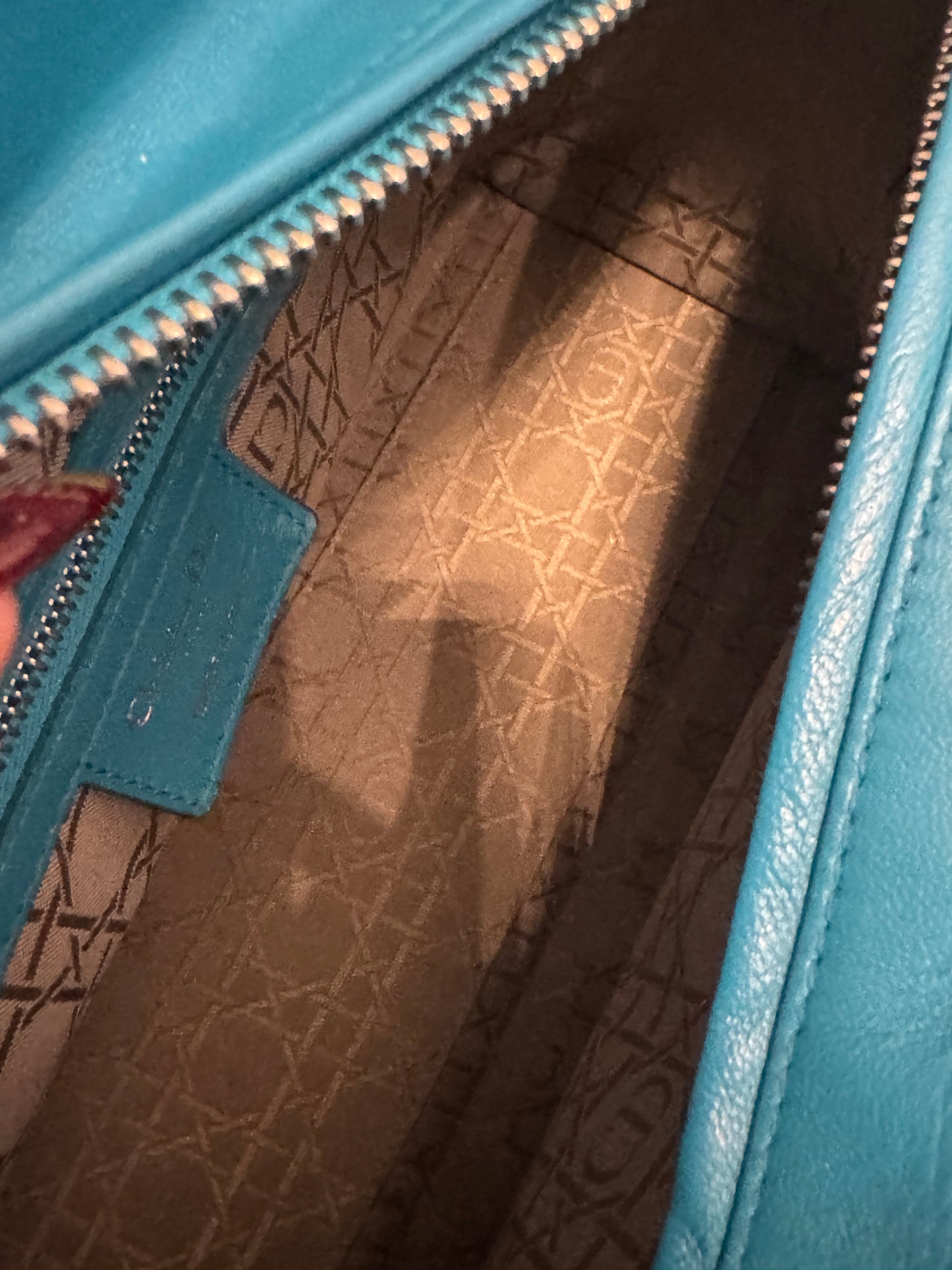 Christian Dior Large Blue Lady Dior Bag w/ Strap