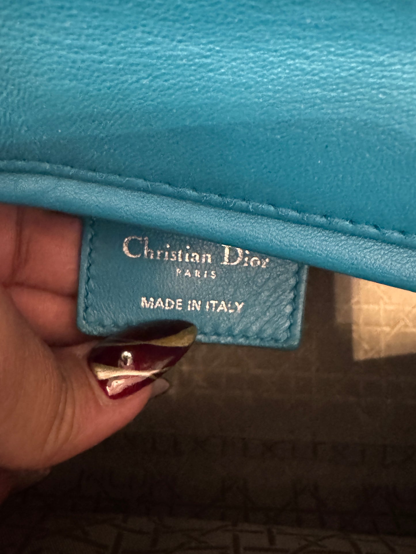 Christian Dior Large Blue Lady Dior Bag w/ Strap