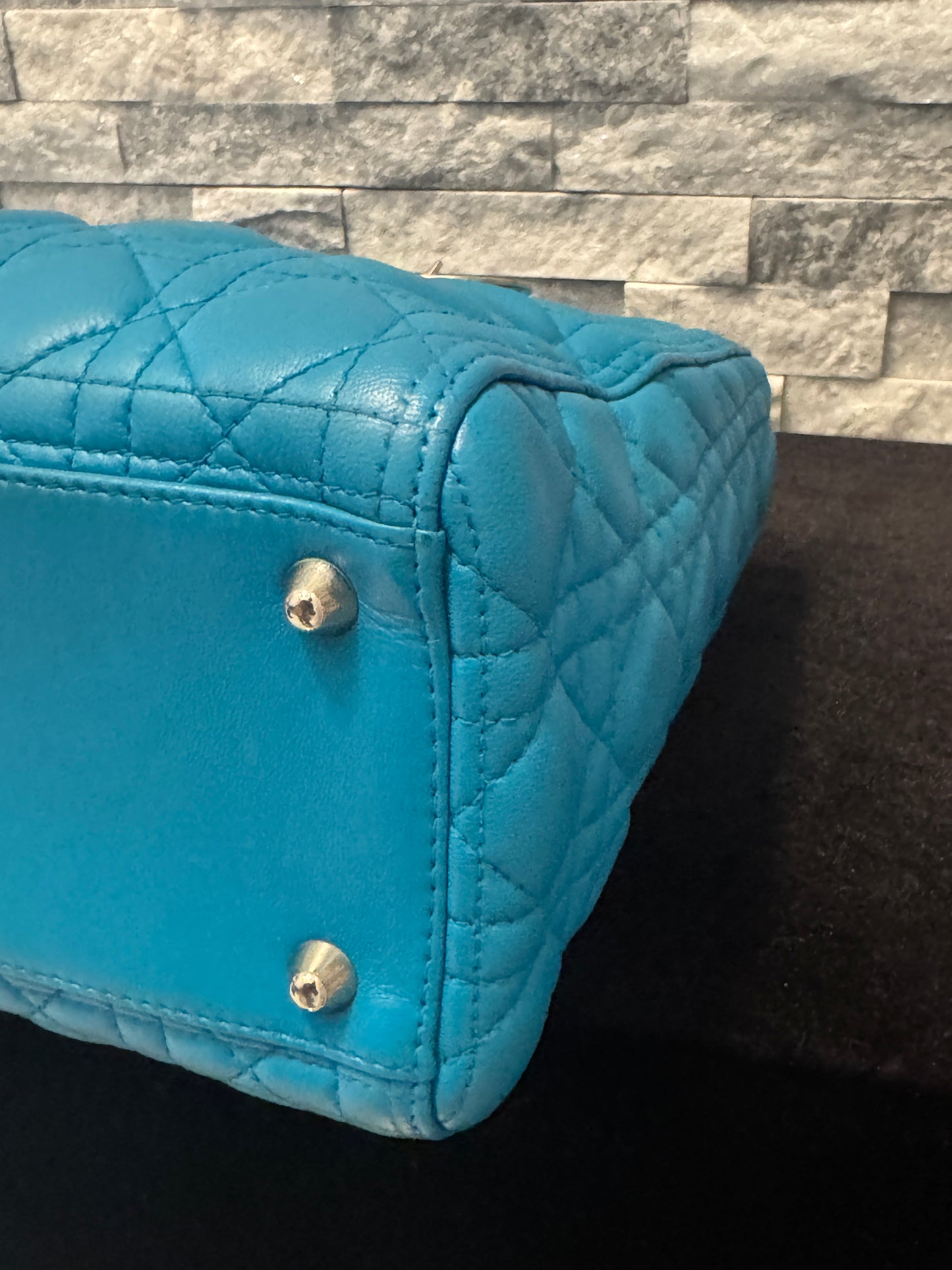Christian Dior Large Blue Lady Dior Bag w/ Strap