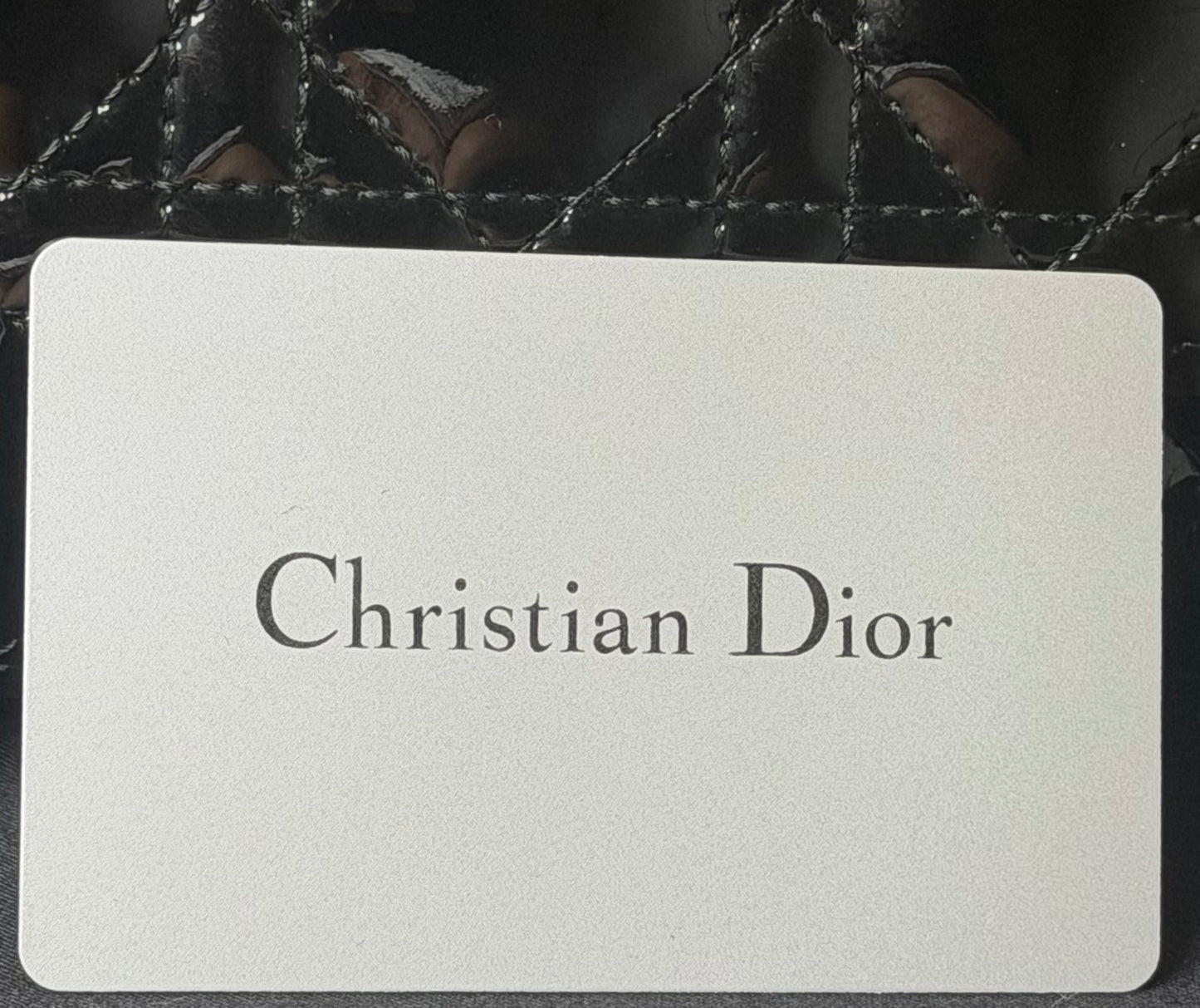 Christian Dior Lady Dior Handbag Black Patent Cannage Leather Silver-Tone Hardware