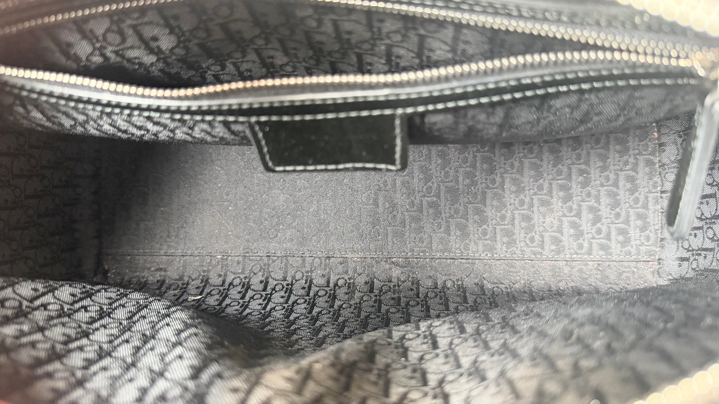 Christian Dior Lady Dior Handbag Black Patent Cannage Leather Silver-Tone Hardware
