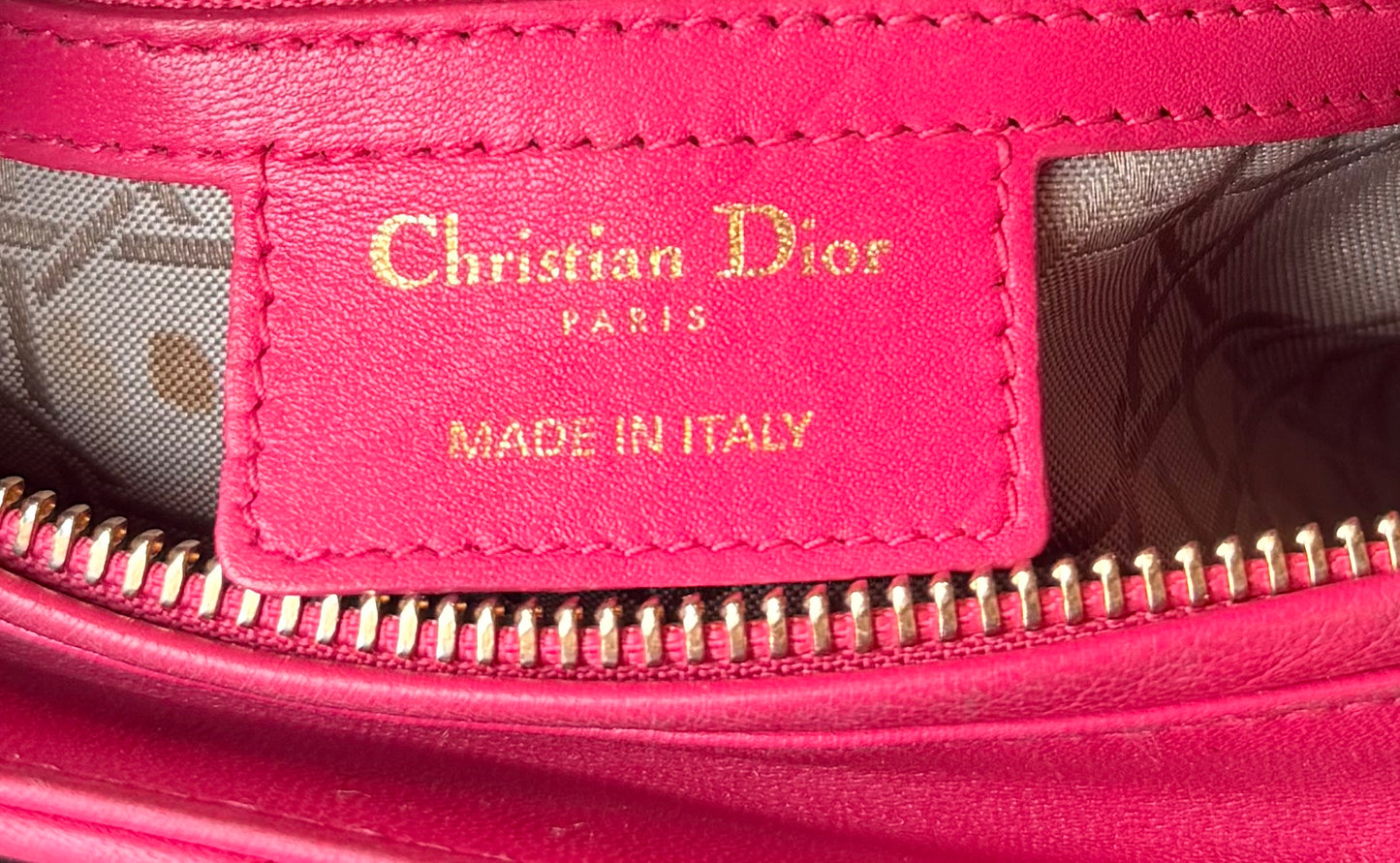 Christian Dior Large Lady Dior Handbag Pink Cannage Quilted Leather Gold-Tone Hardware