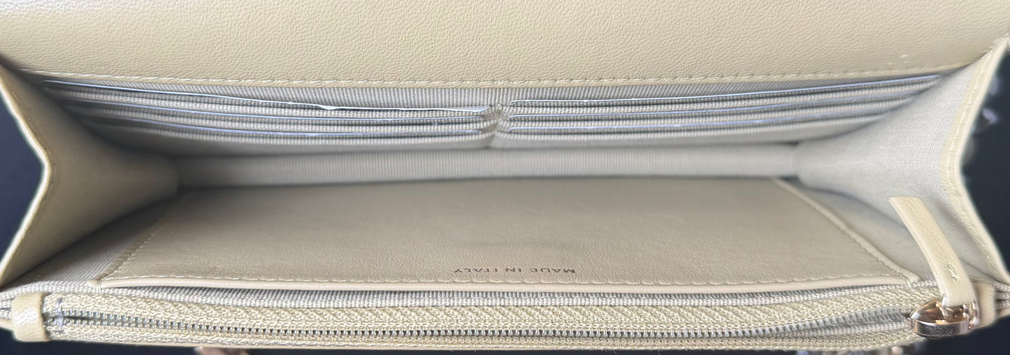 Chanel 19 Quilted Lambskin Wallet On Chain Crossbody Bag Beige Mixed Metal Hardware
