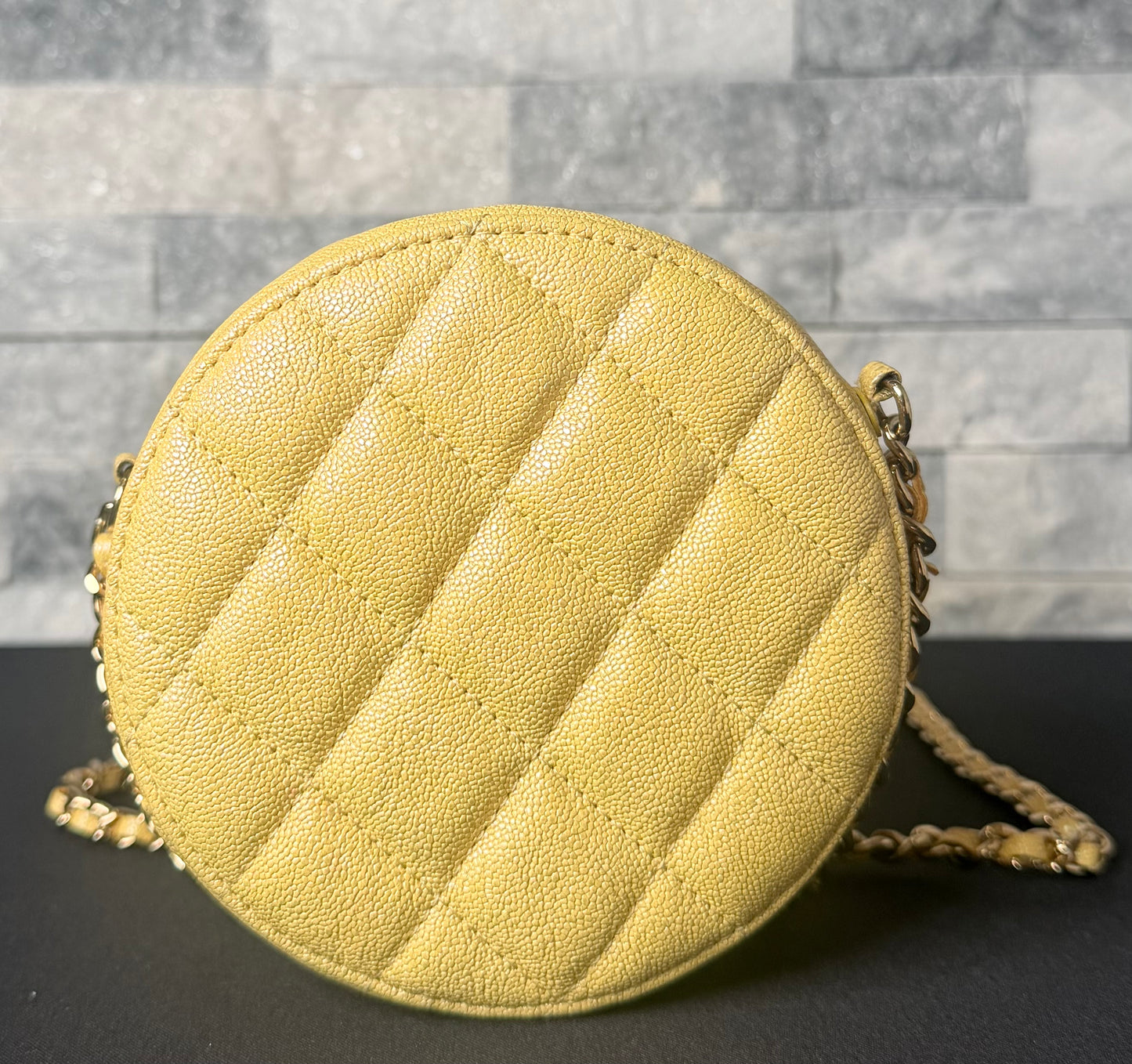 Chanel CC Quilted Caviar Round Clutch With Chain crossbody bag