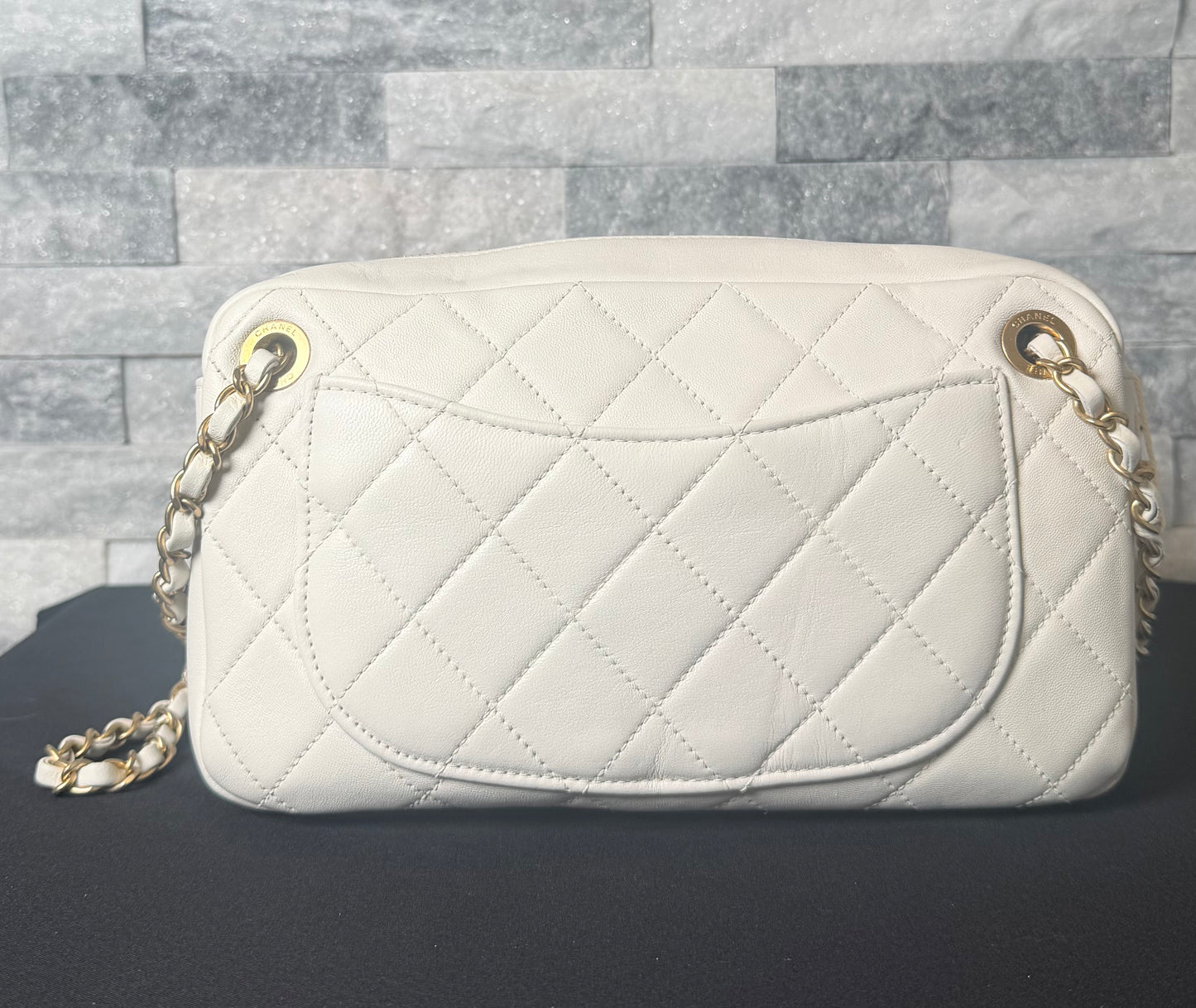 Chanel Quilted Lambskin Pearl Chain Camera Bag