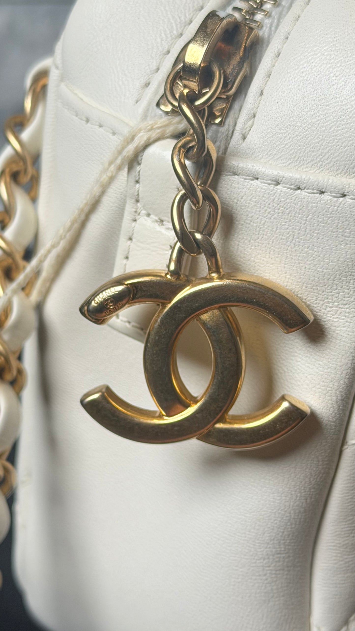 Chanel Quilted Lambskin Pearl Chain Camera Bag