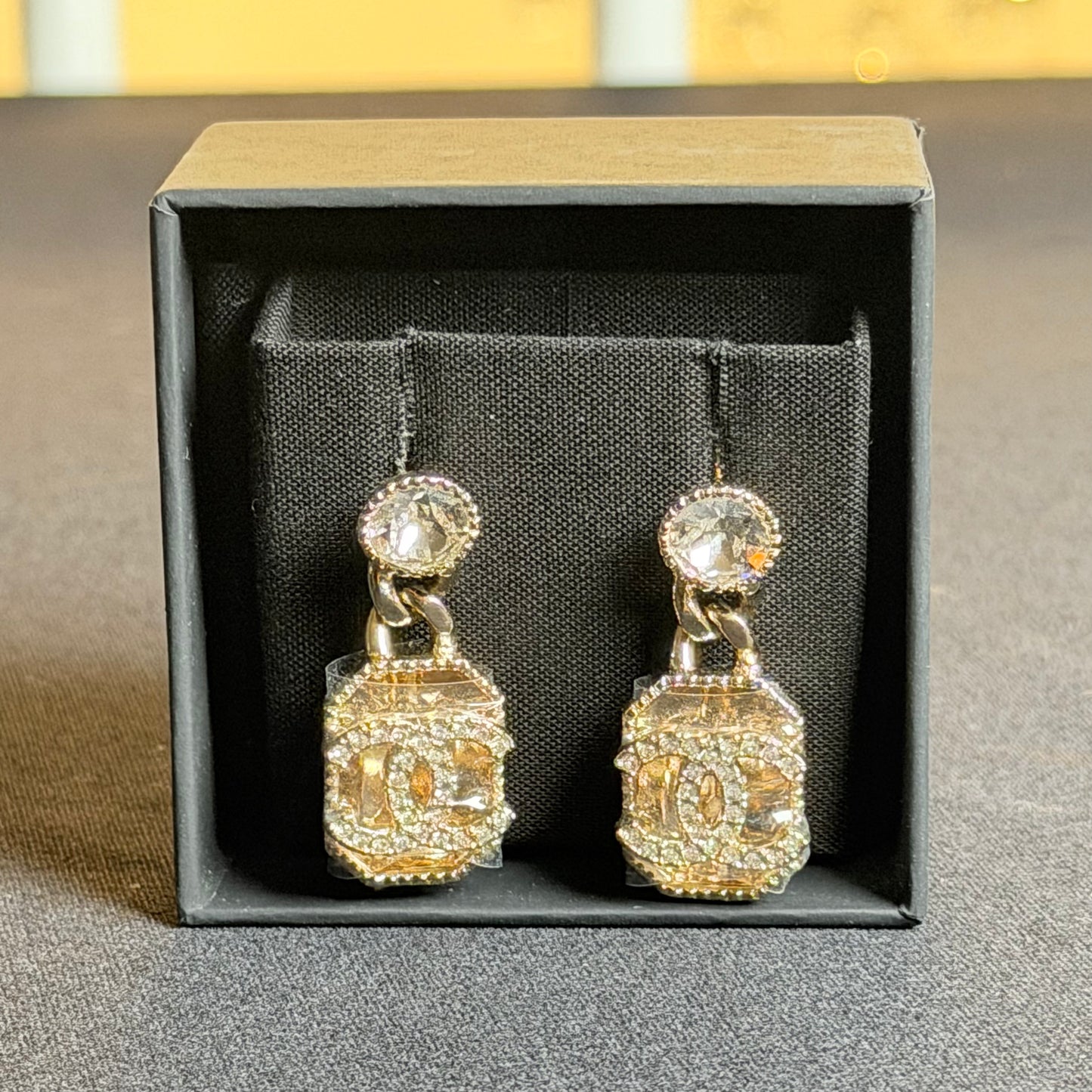 Chanel Crystal CC Drop Earrings