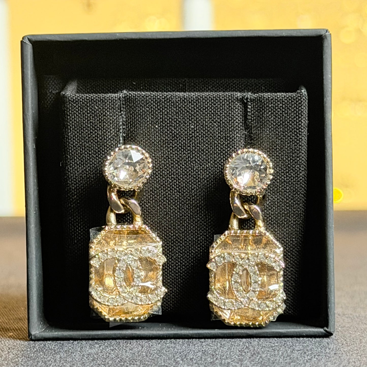 Chanel Crystal CC Drop Earrings
