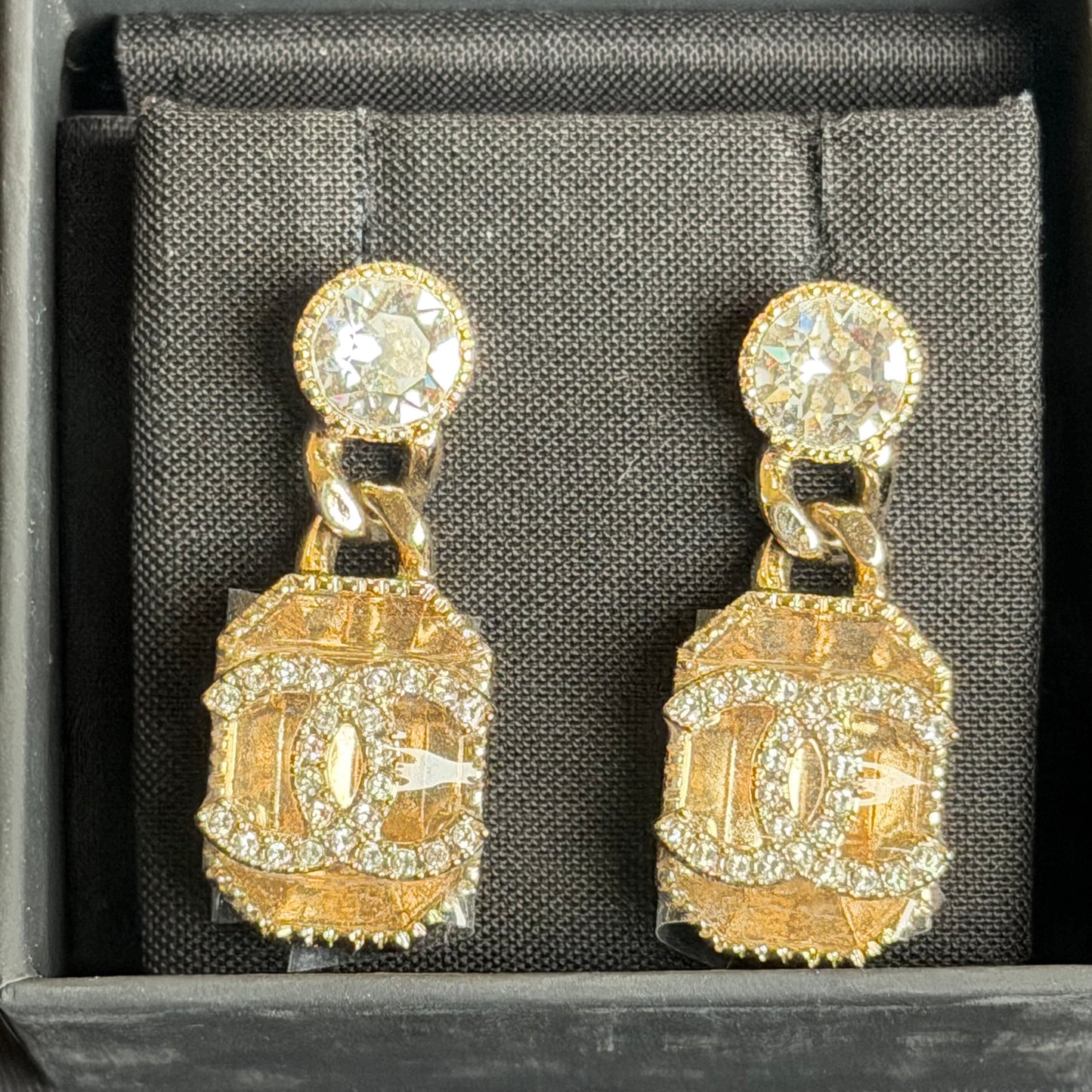 Chanel Crystal CC Drop Earrings