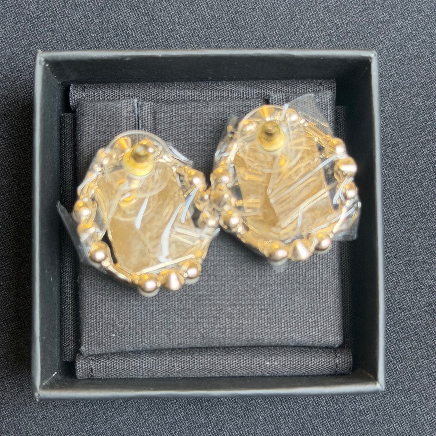 Chanel Pearl & Crystal CC Medallion Stud Earrings