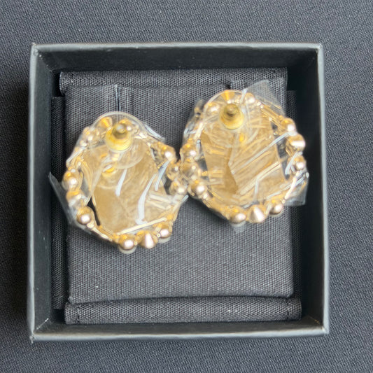 Chanel Pearl & Crystal CC Medallion Stud Earrings