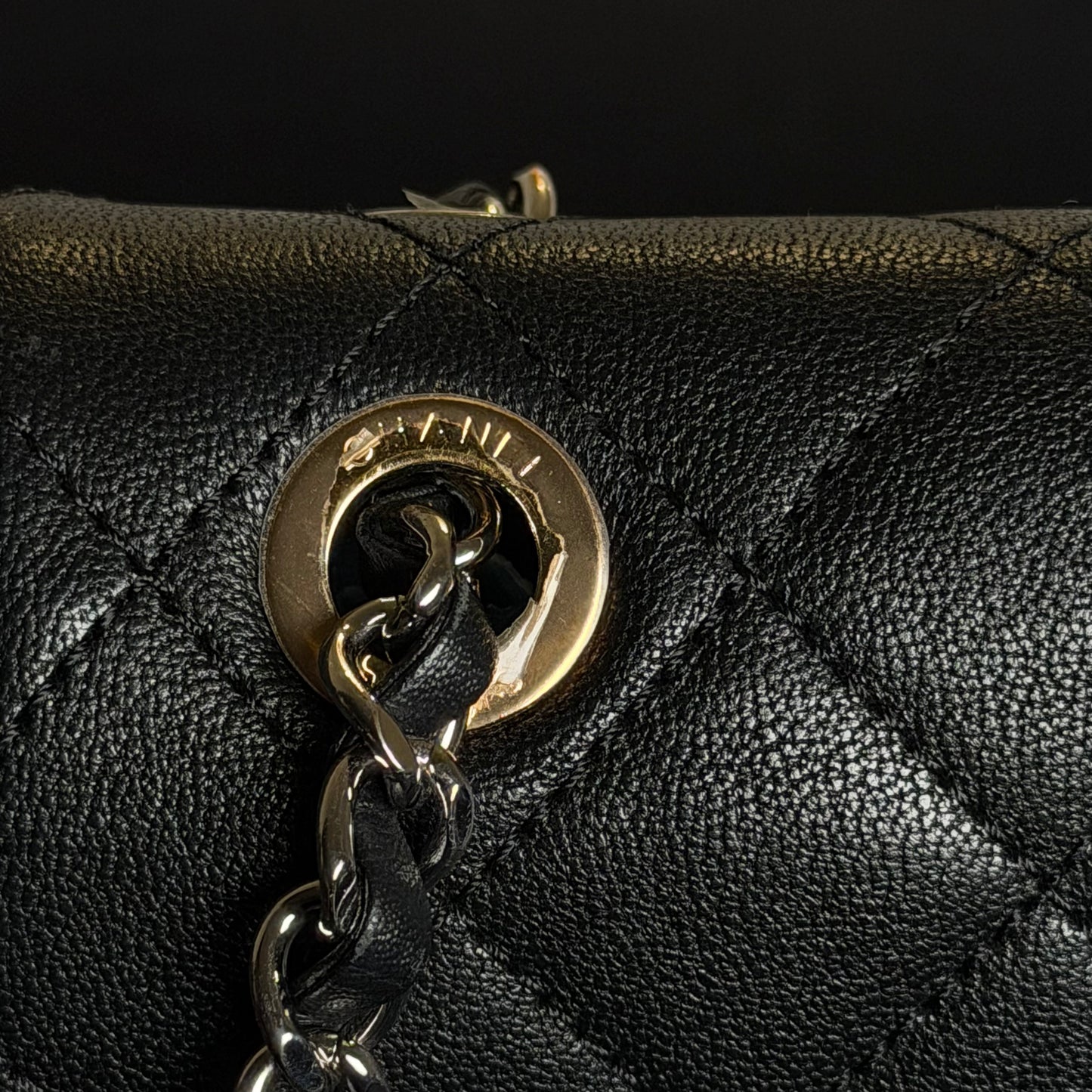 Chanel CC Turnlock Flap Chain Wallet in Black Quilted Lambskin Leather