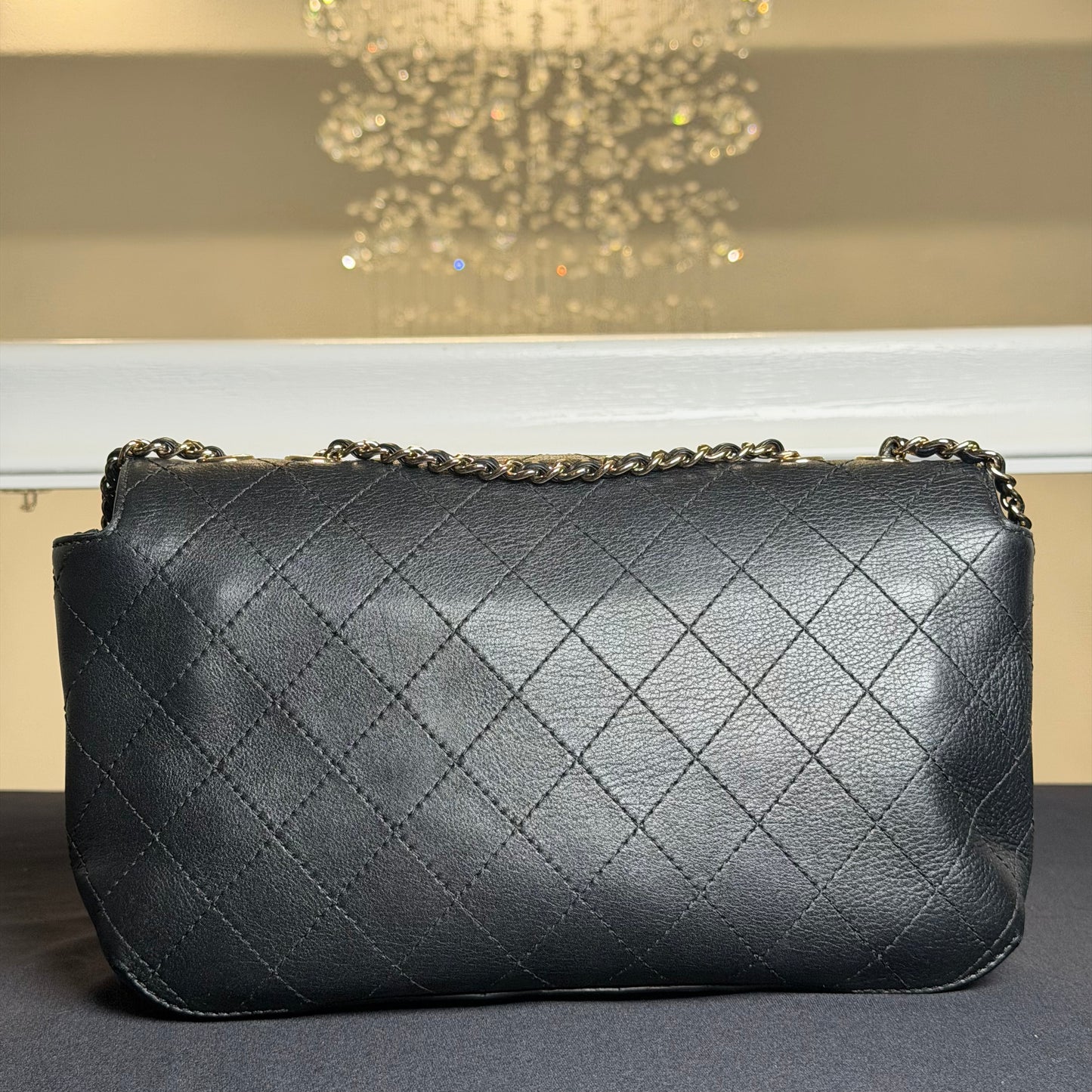 Chanel CC Turn-Lock Wallet on Chain (WOC) in Black Quilted Lambskin Leather