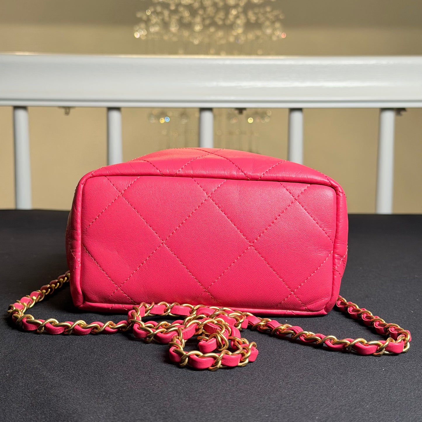 Chanel 2023 Mini Resin Charms Bag in Pink Quilted Lambskin Leather