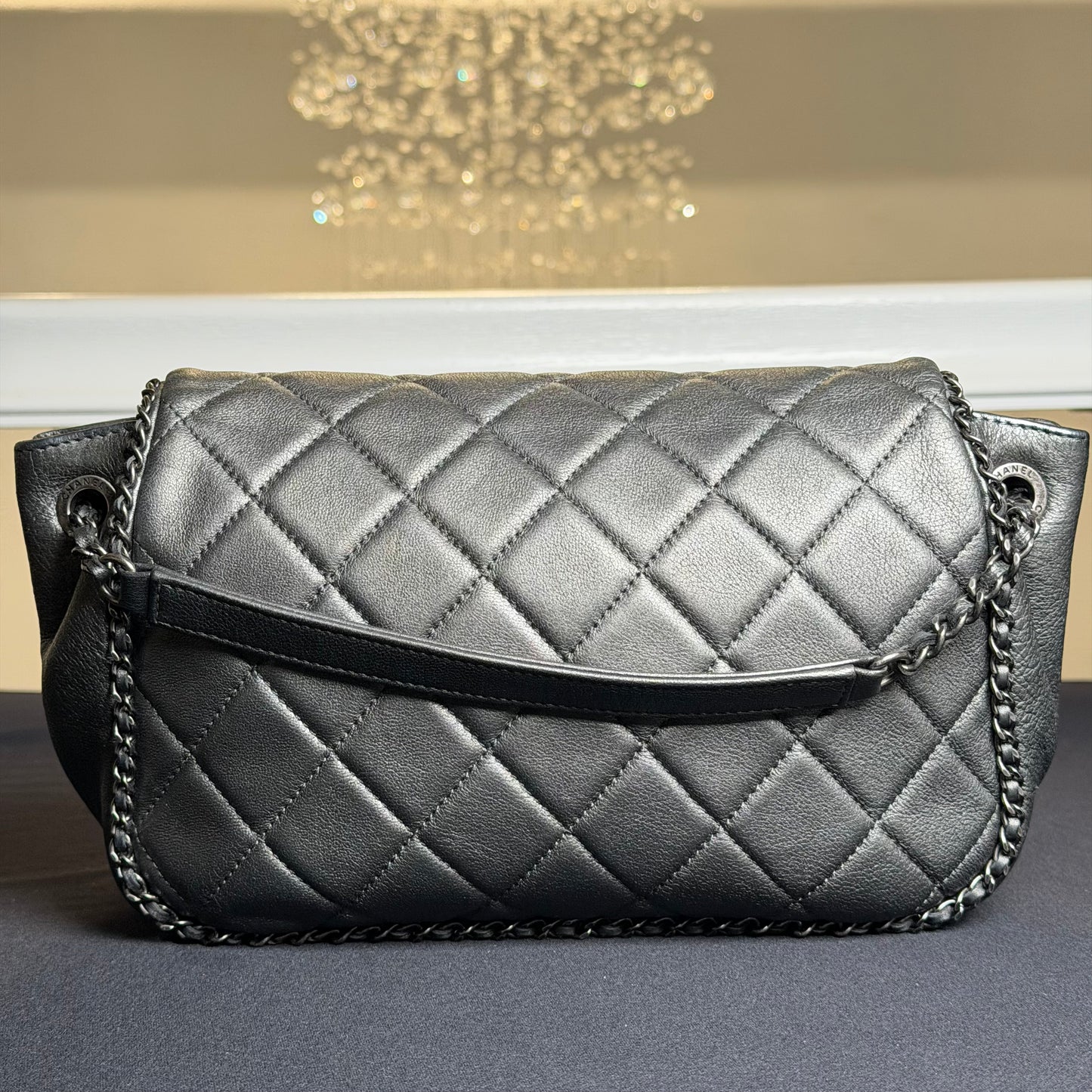 Chanel Quilted Calfskin CC Enchained Accordion Flap Crossbody Bag – Black