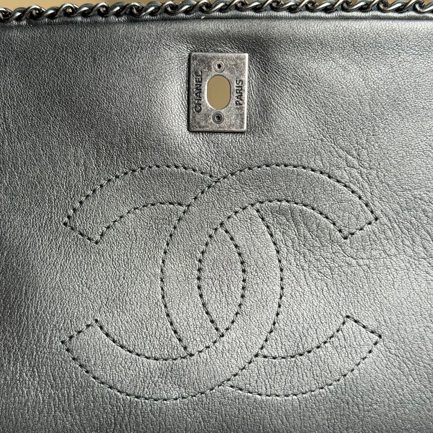 Chanel Quilted Calfskin CC Enchained Accordion Flap Crossbody Bag – Black