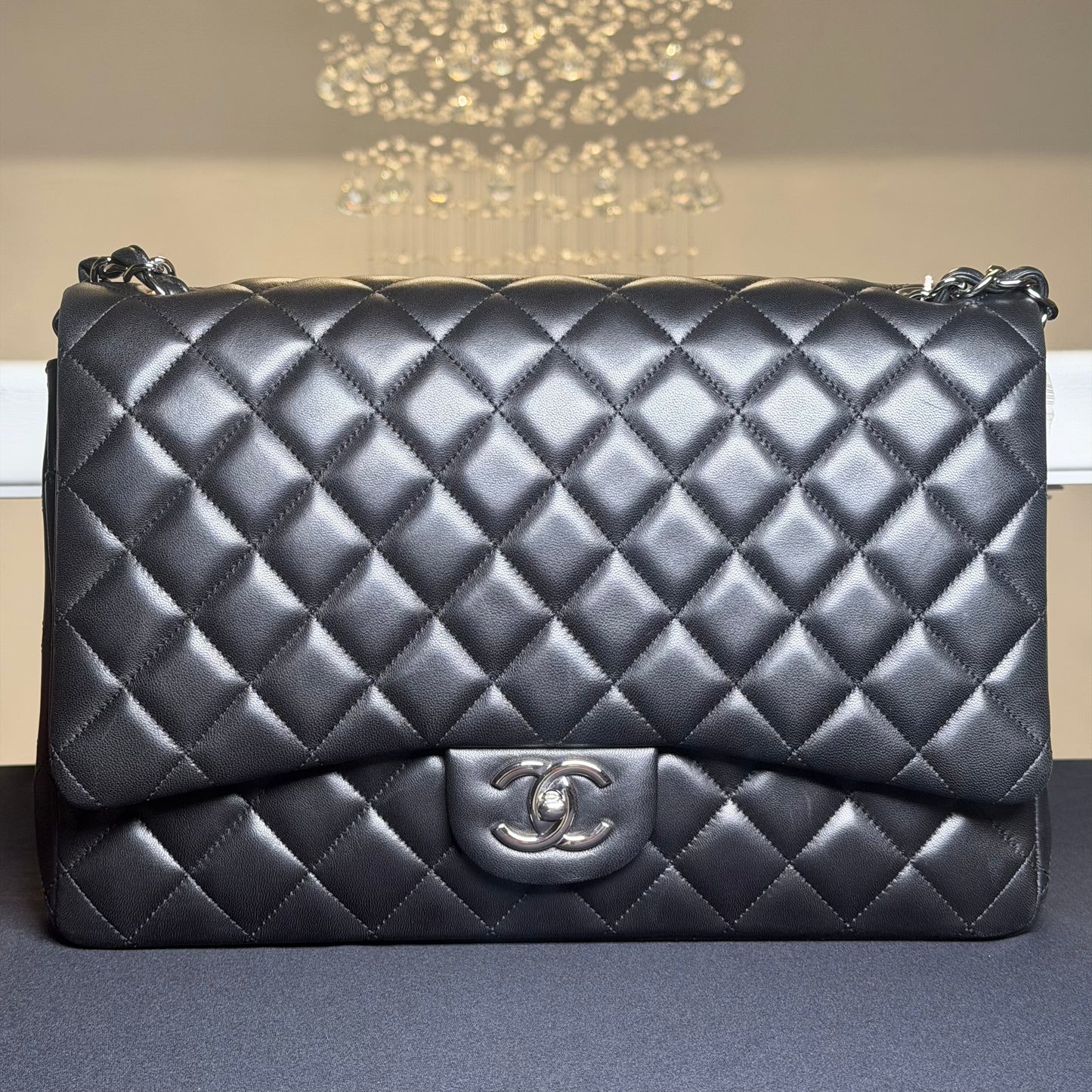 Chanel Classic Maxi Double Flap Quilted Leather Crossbody Bag – Black