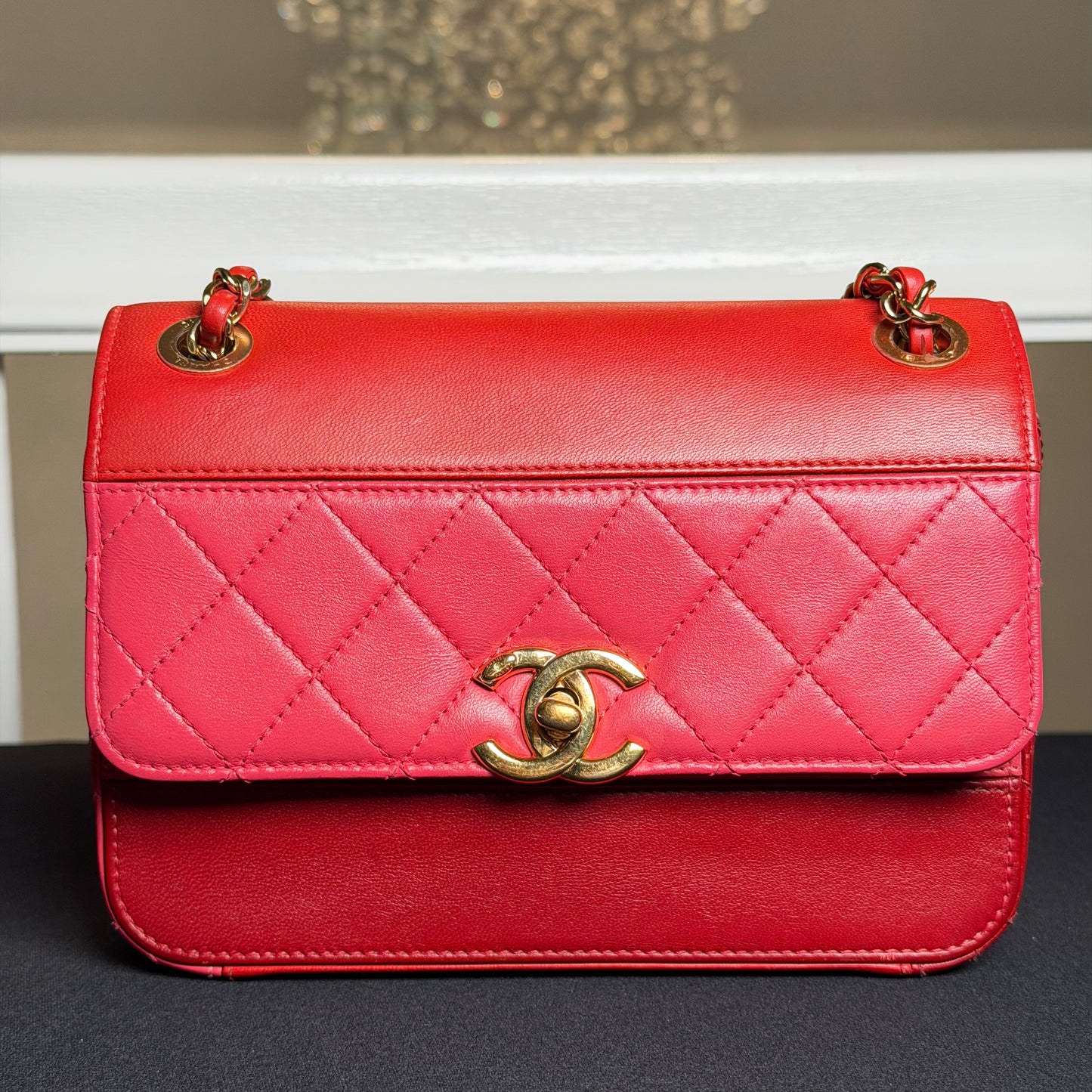 Chanel Classic Single Flap Shoulder Bag Quilted Lambskin Leather Red