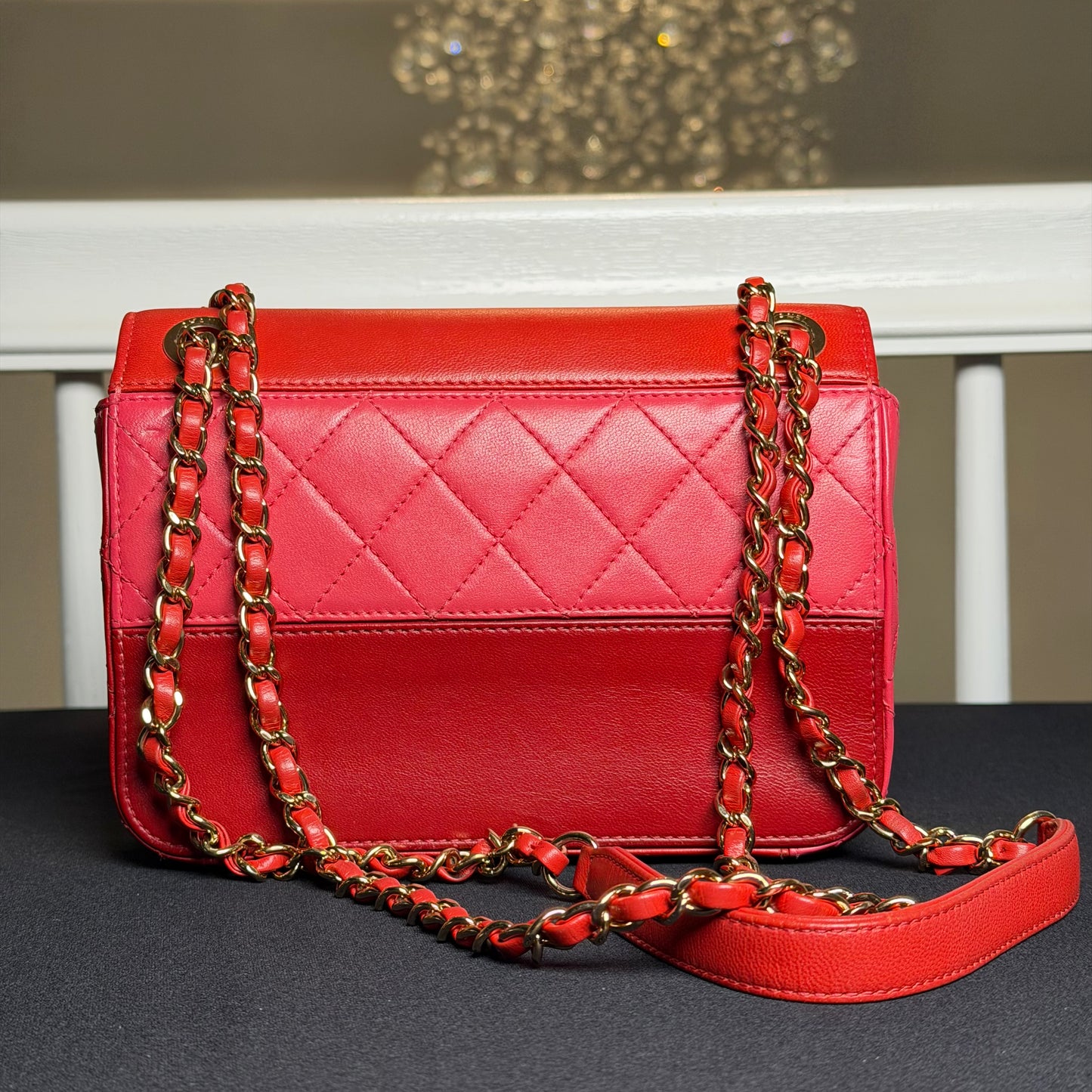 Chanel Classic Single Flap Shoulder Bag Quilted Lambskin Leather Red