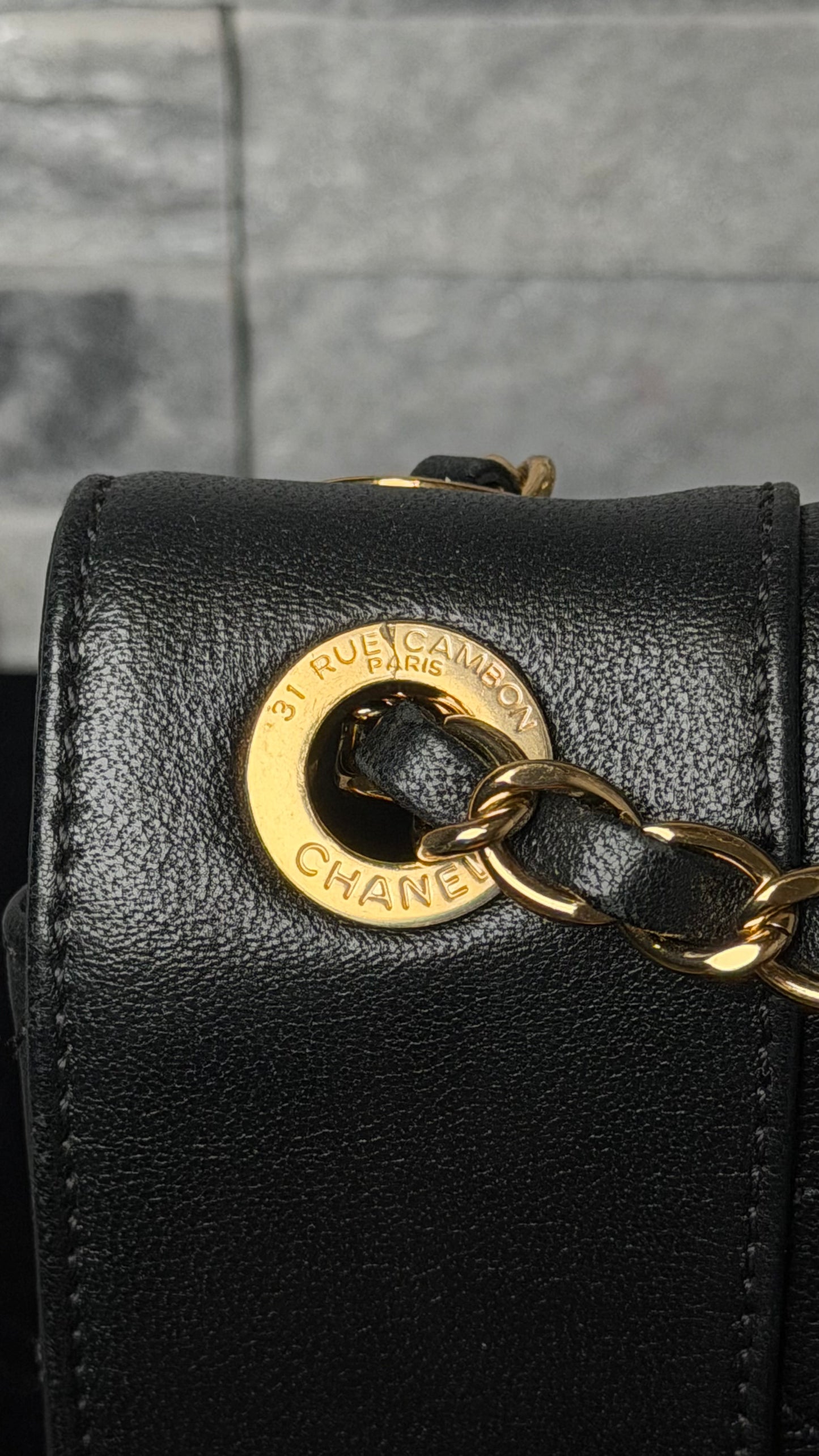 Chanel Sheepskin Quilted Vintage Mademoiselle Flap Bag Black Gold Hardware