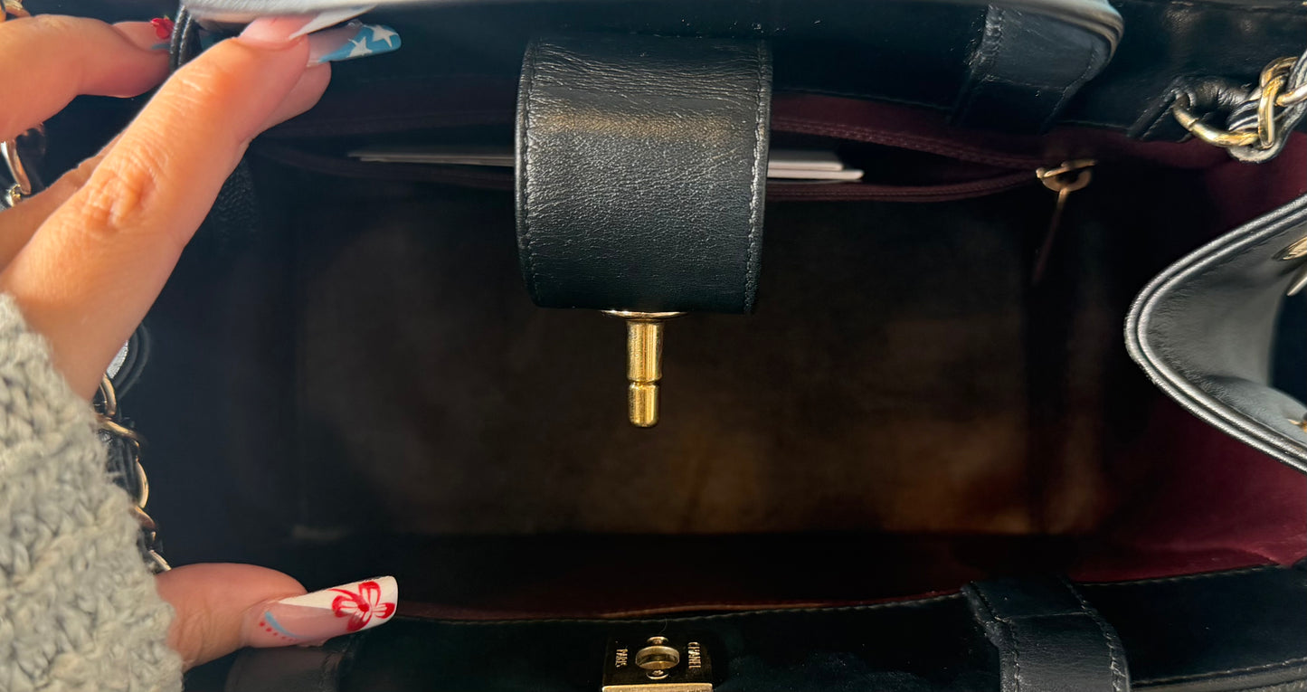Chanel Small Business Affinity Shopping Tote Black Caviar Leather Gold Hardware
