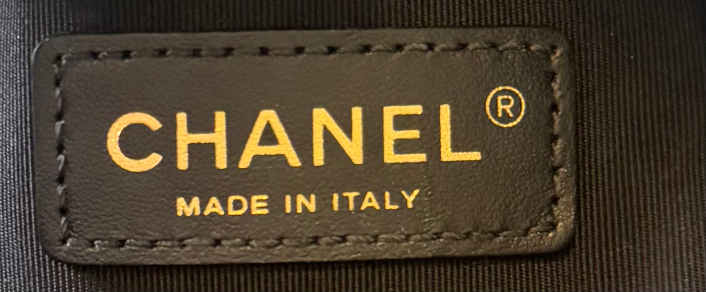 Chanel Chic Bucket Bag with Top Handle Black Chevron Lambskin Gold Hardware