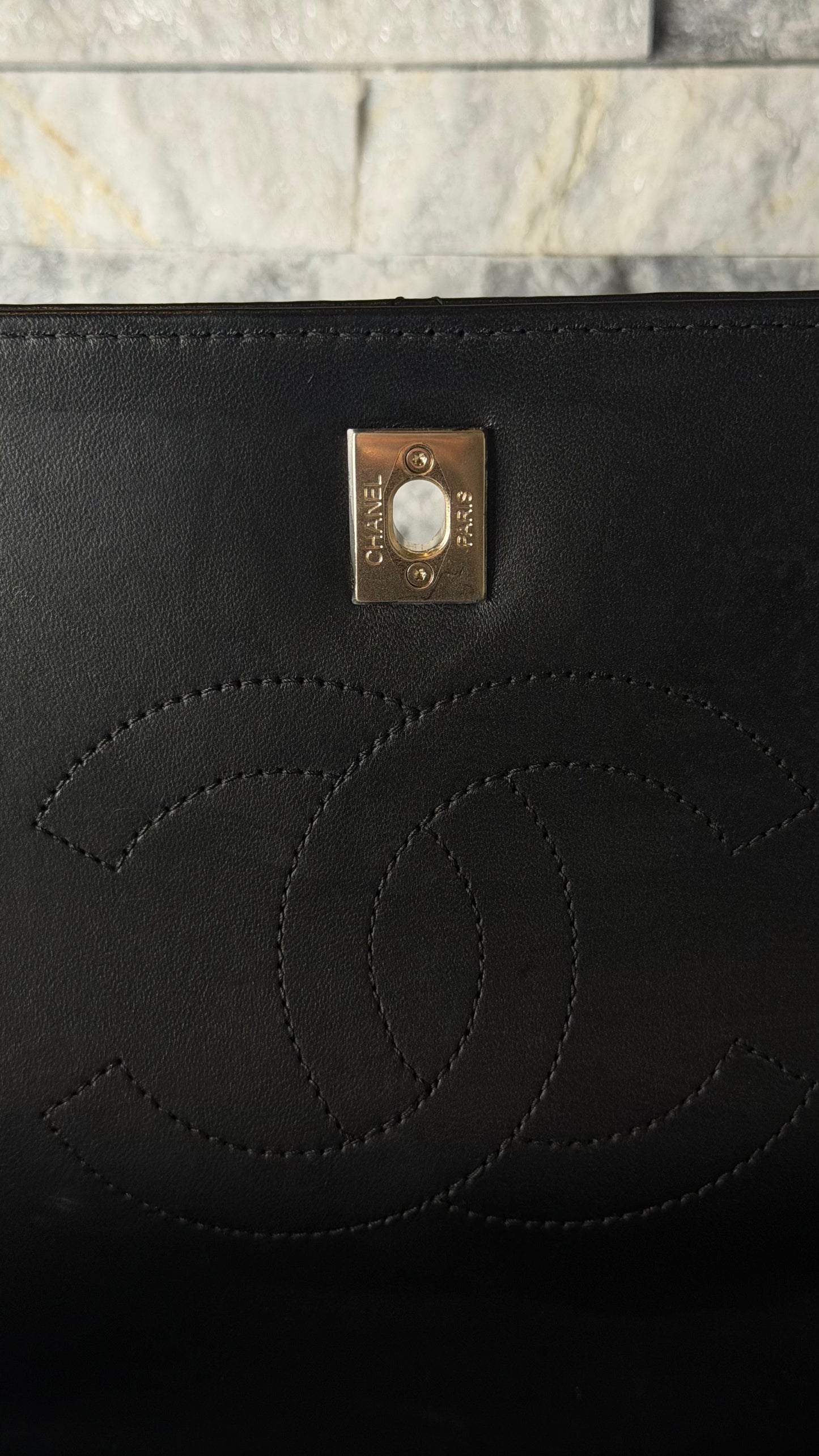 Chanel Trendy CC 2-Way Top Handle Flap Bag Black Lambskin Gold Hardware
