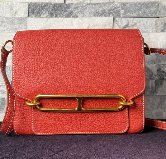 Hermès Roulis 23 Sanguine Clemence Leather Palladium Hardware
