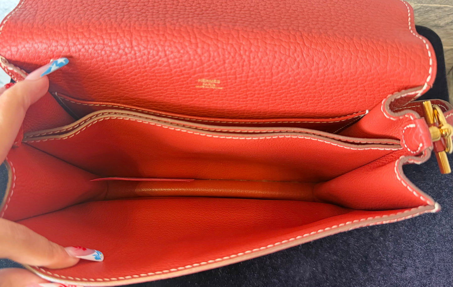 Hermès Roulis 23 Sanguine Clemence Leather Palladium Hardware