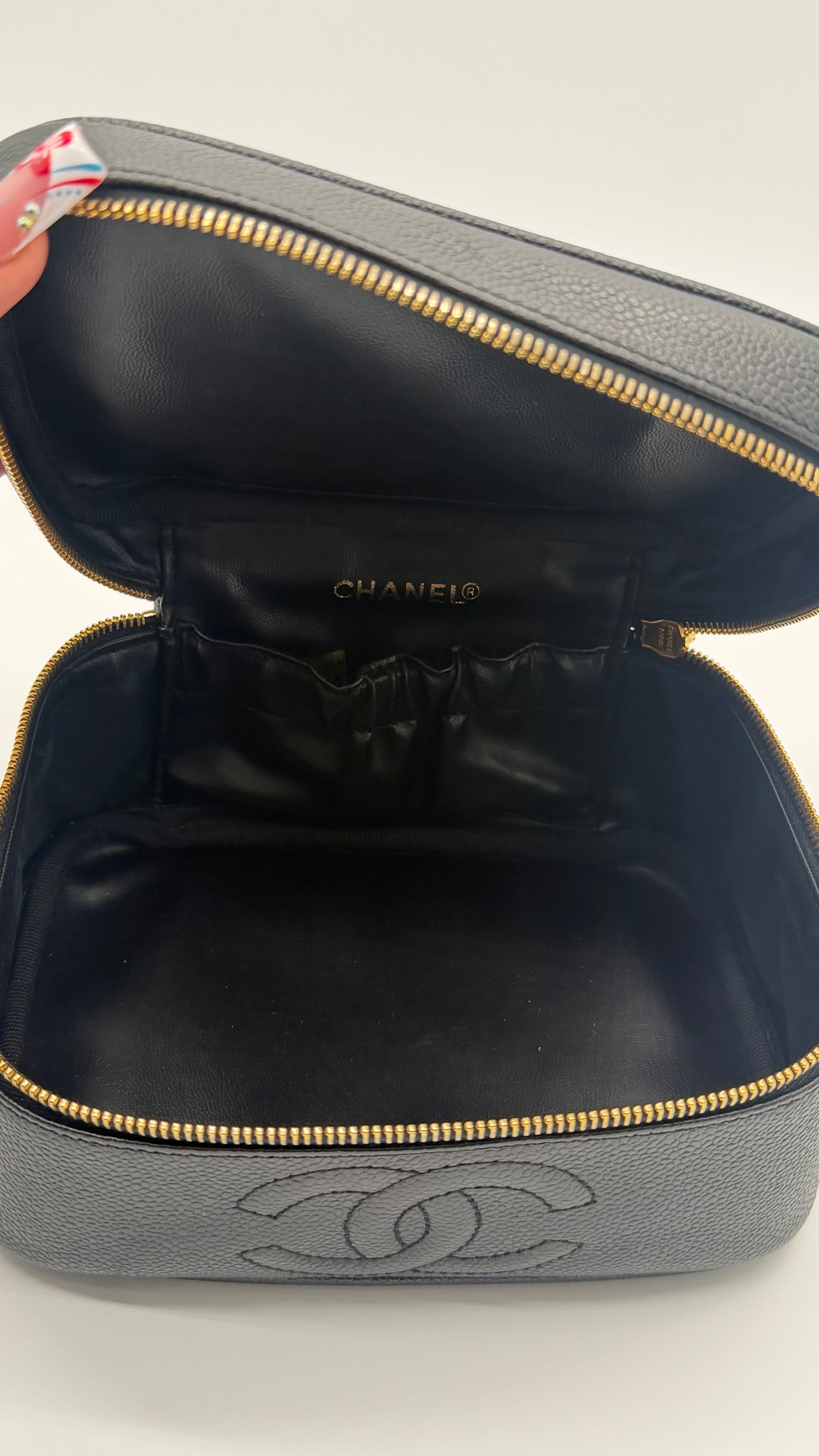 Chanel Black Caviar CC Vanity Case