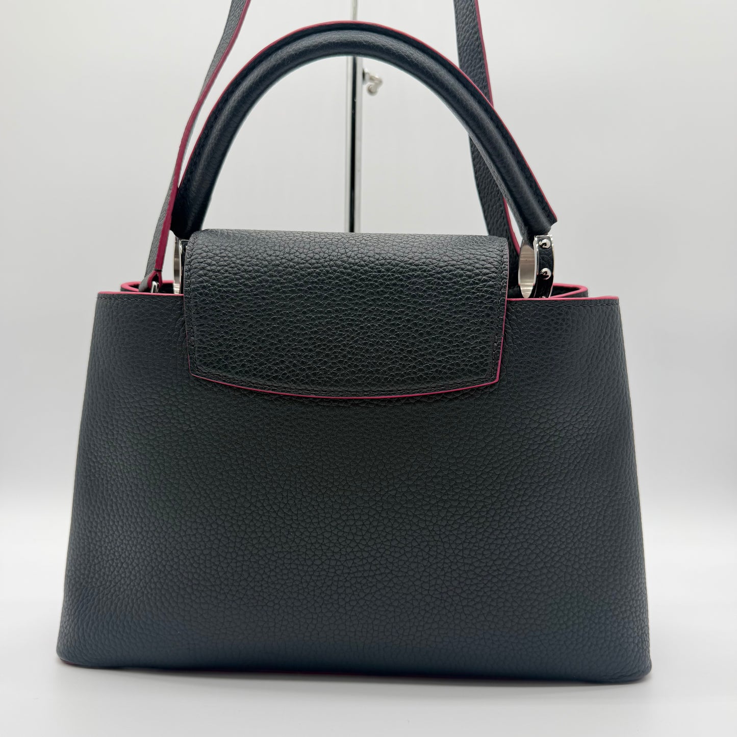 Louis Vuitton Capucines BB Black Taurillon Leather with Fuchsia Interior