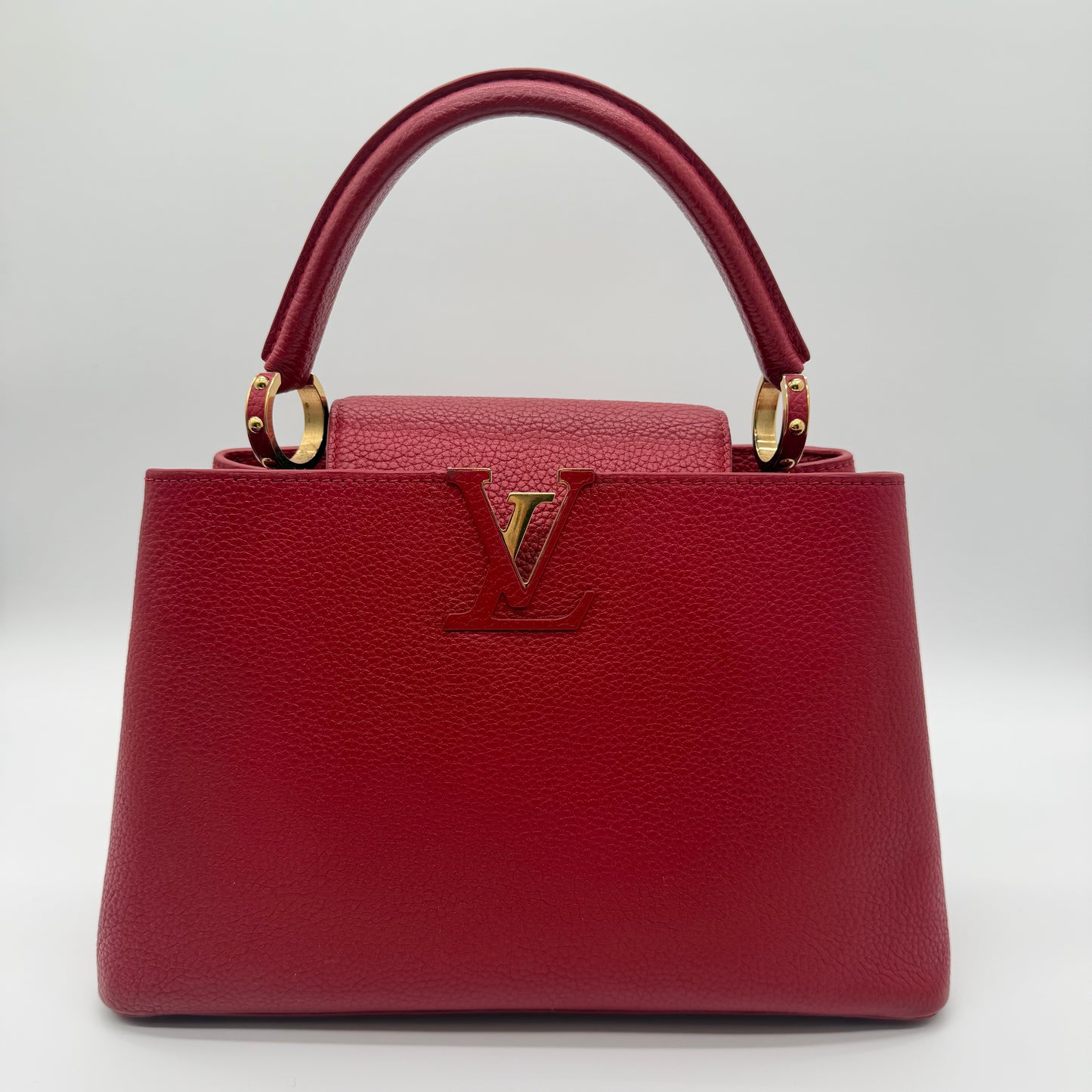 Louis Vuitton Capucines BB Scarlet Red Taurillon Leather Top Handle Crossbody Bag
