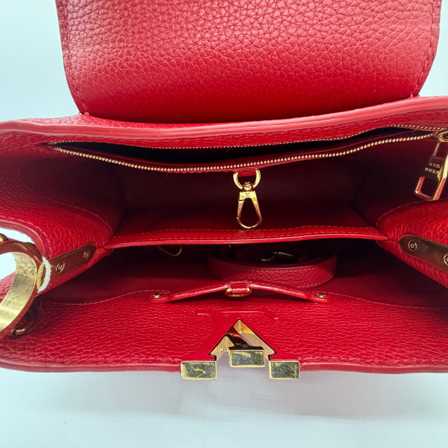 Louis Vuitton Capucines BB Scarlet Red Taurillon Leather Top Handle Crossbody Bag