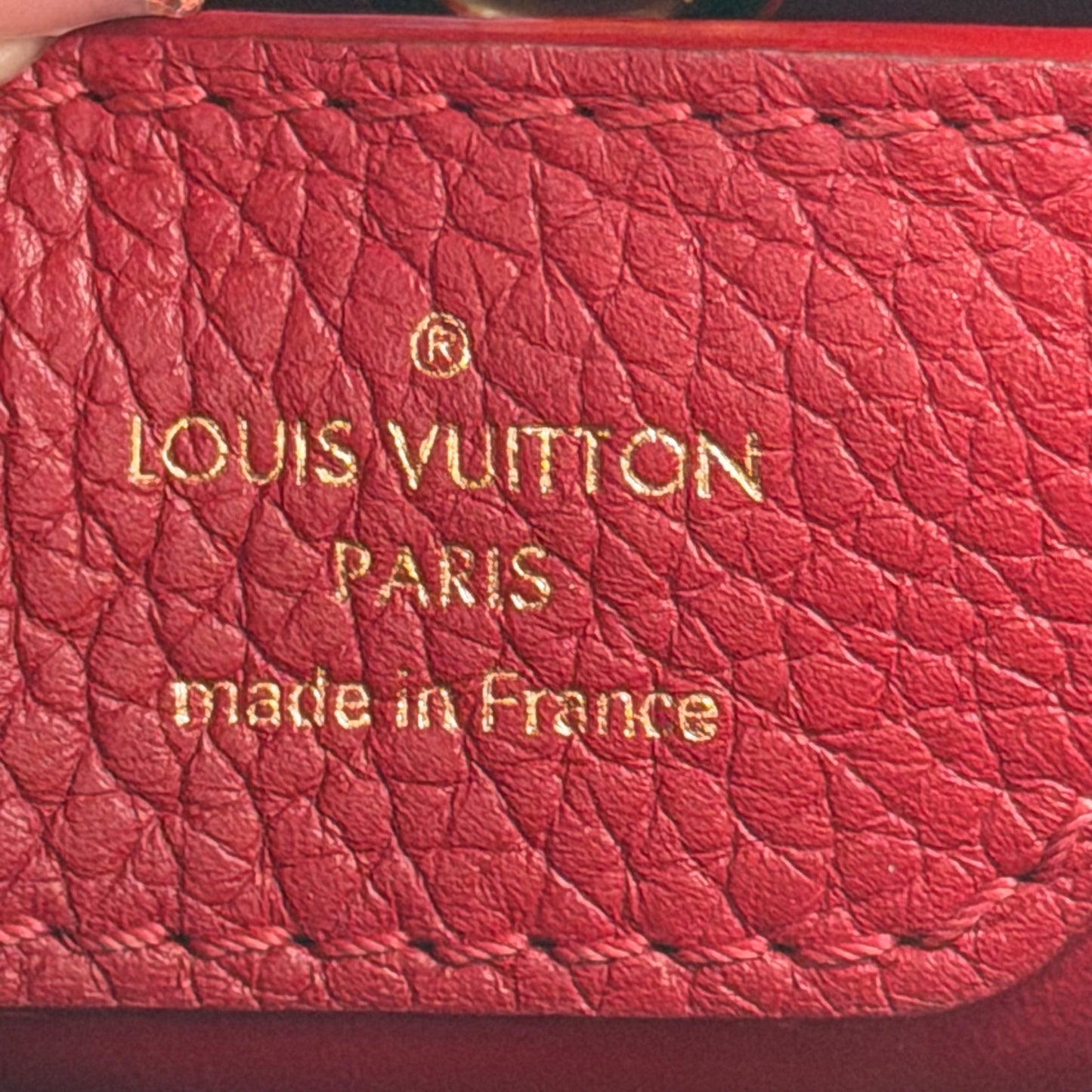 Louis Vuitton Capucines BB Scarlet Red Taurillon Leather Top Handle Crossbody Bag