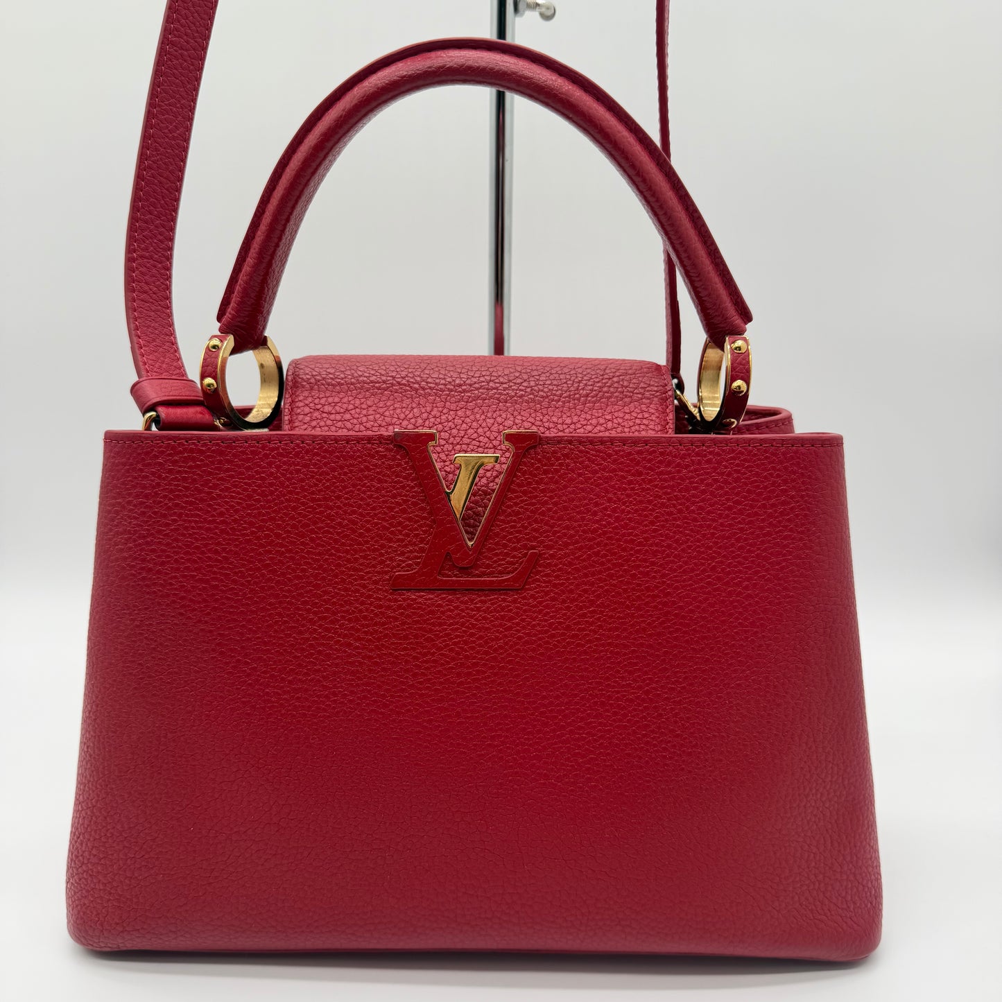 Louis Vuitton Capucines BB Scarlet Red Taurillon Leather Top Handle Crossbody Bag