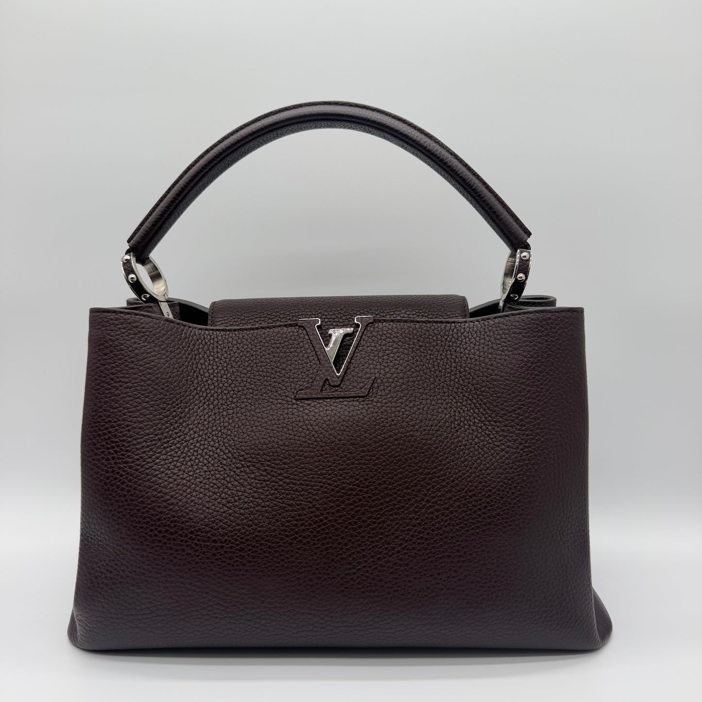 Louis Vuitton Capucines MM Prune Taurillon Leather Top Handle Shoulder Bag