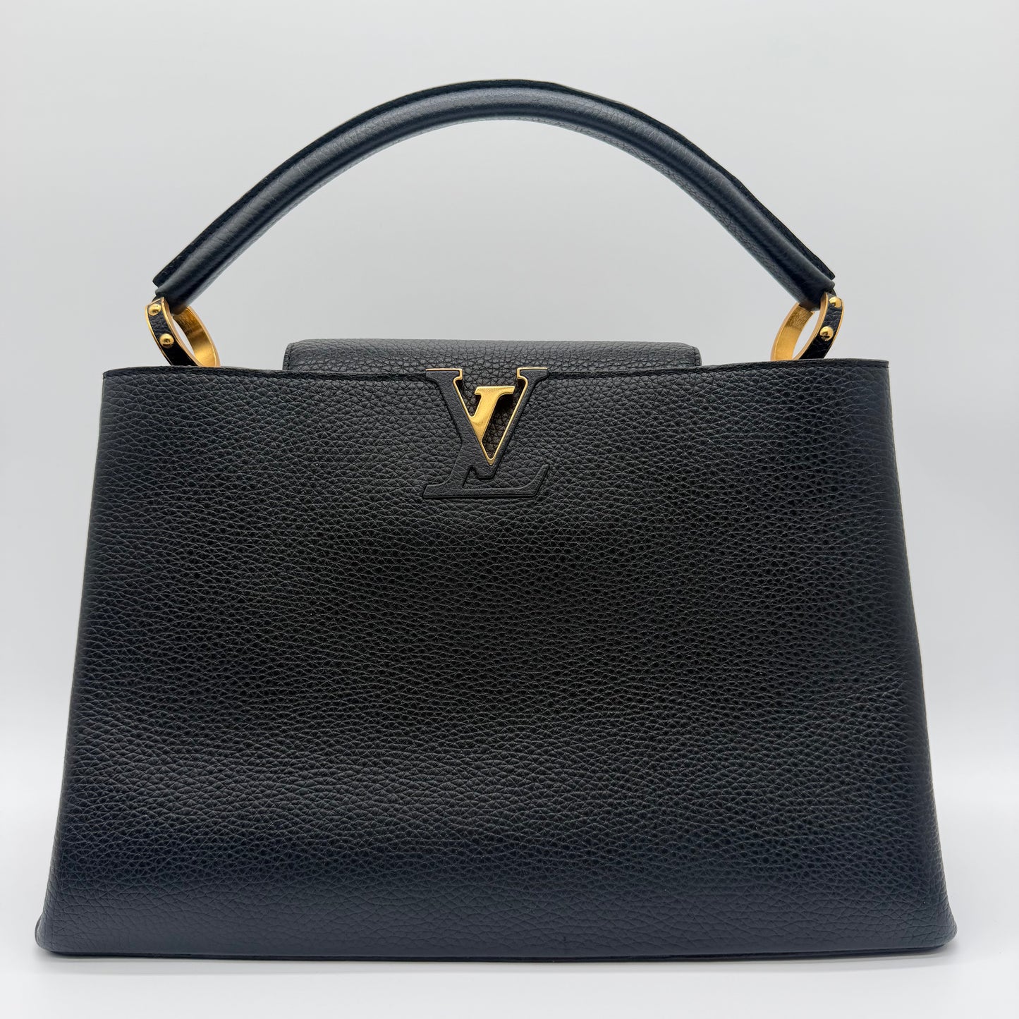 Louis Vuitton Capucines MM Black Taurillon Leather Top Handle Shoulder Bag