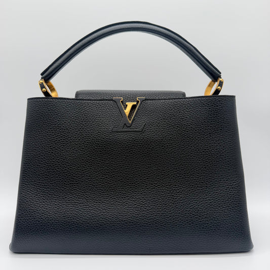 Louis Vuitton Capucines MM Black Taurillon Leather Top Handle Shoulder Bag