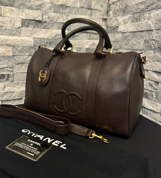 Chanel Classic CC Caviar Boston Brown Bag