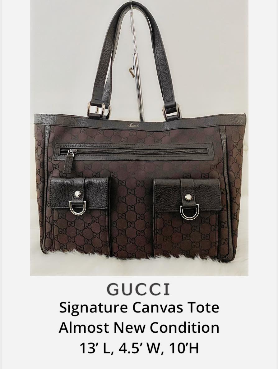 Pre Owned GUCCI Signature Canvas Tote