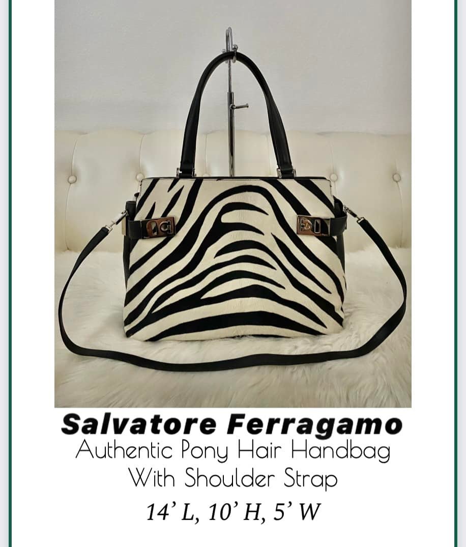 Pre Owned Salvatore Ferragamo Large Pony Hair Handbag