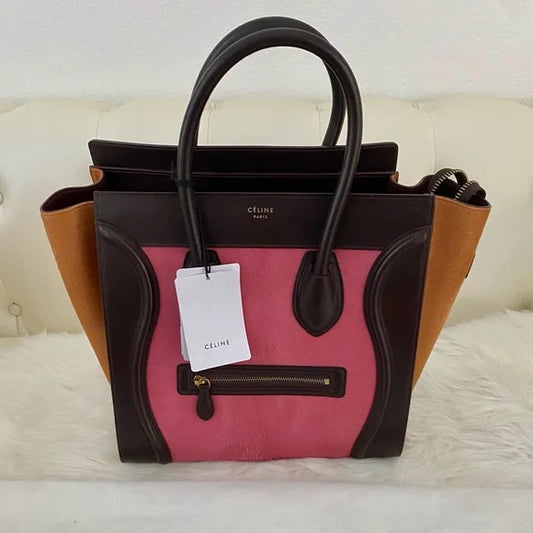 Used Authentic Celine Mini Limited Edition Tricolor Pony Hair